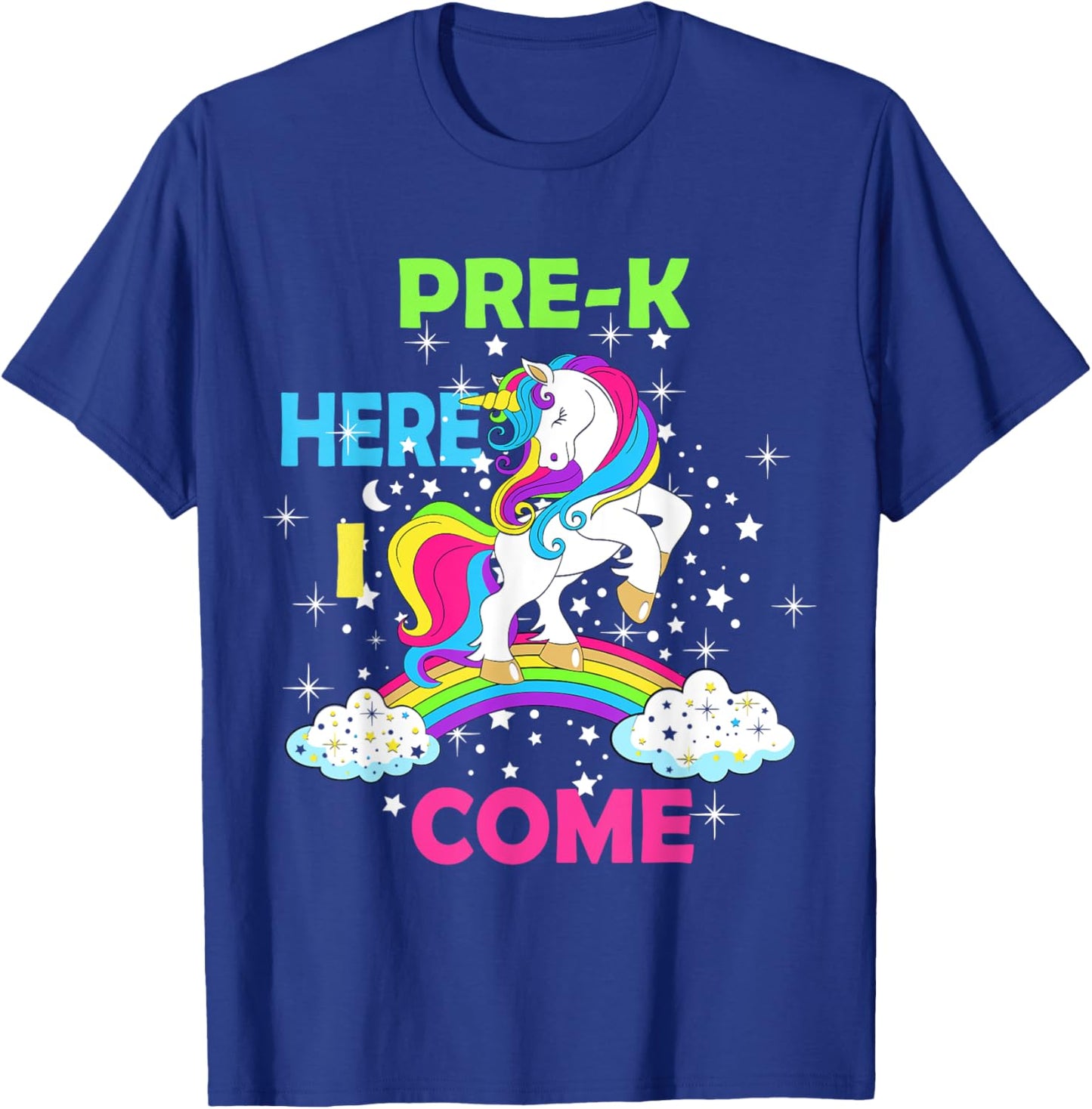 Look Out Pre k Here I Come Girl Unicorn Preschool Prek T-Shirt - T-Shirt | Royal