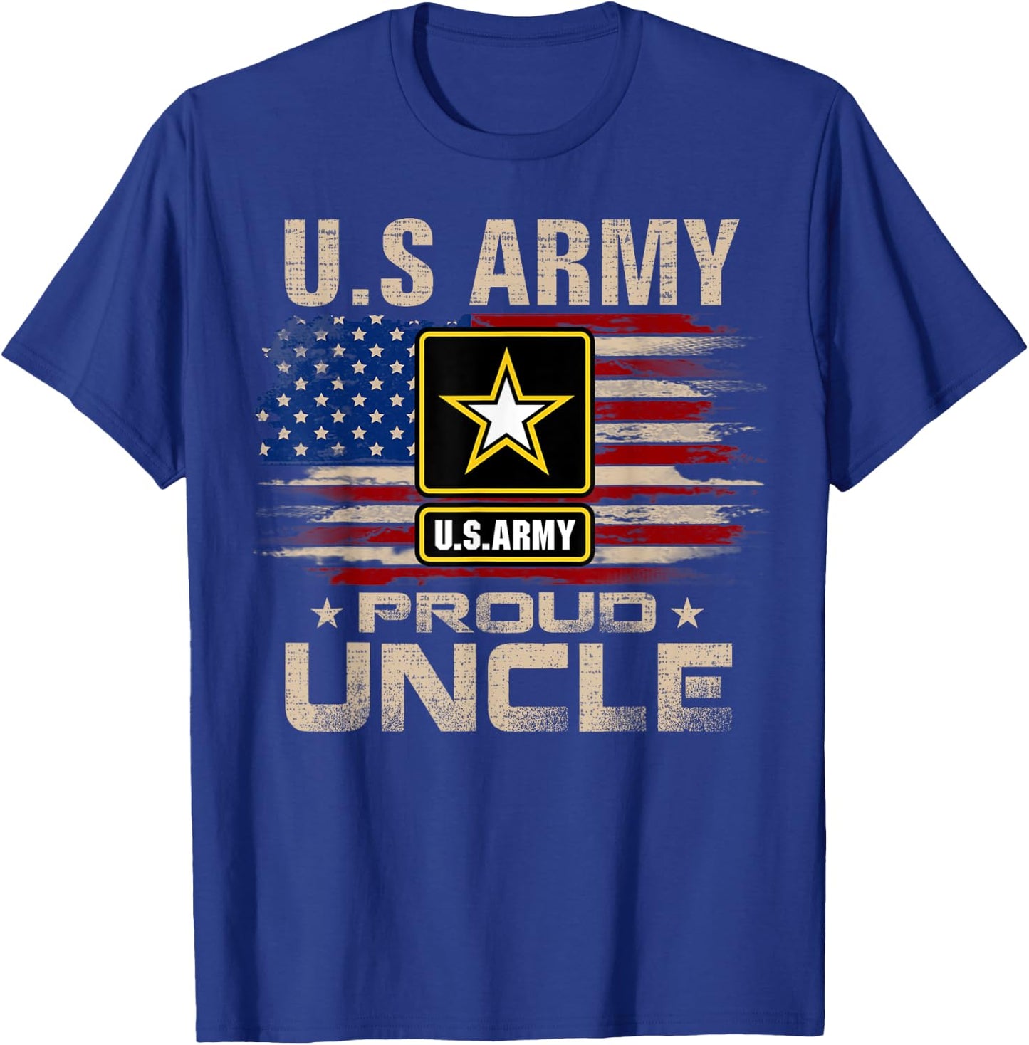 Vintage U.S Army Proud Uncle With American Flag T-Shirt - T-Shirt | Royal