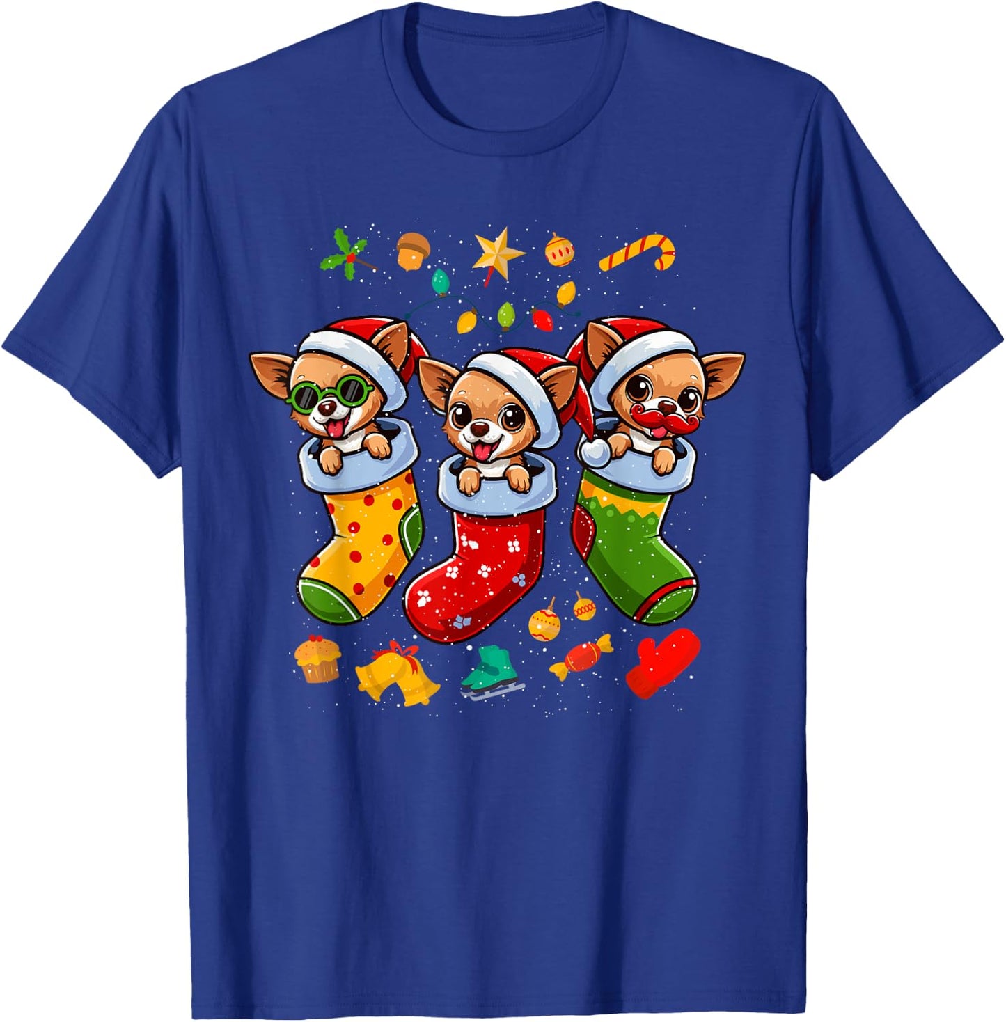 Chihuahua Santa Claus Christmas Stocking Dog X-Mas Dogs T-Shirt - T-Shirt | Royal