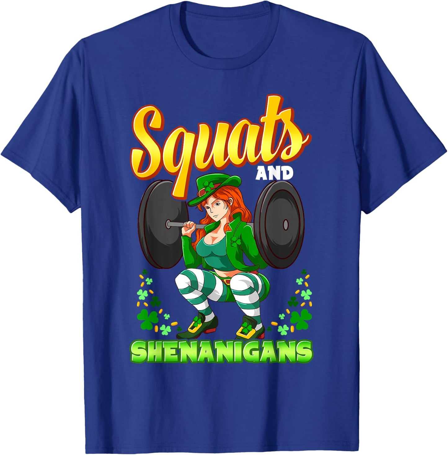 Squats And Shenanigans St. Patrick's Day Fitness Gym Workout T-Shirt - T-Shirt | Royal