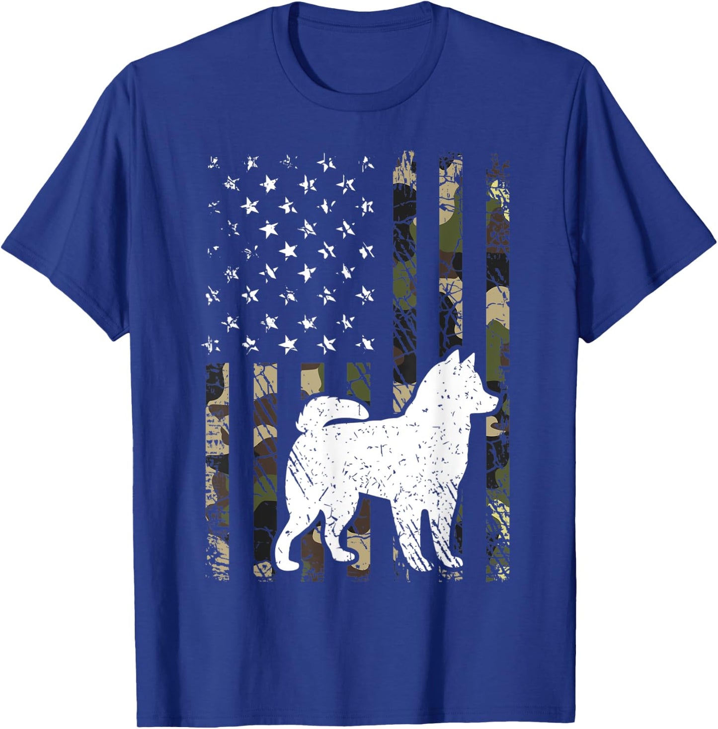 Alaskan Klee Kai Dog Dad Mom Camouflage USA Flag Women Kids T-Shirt - T-Shirt | Royal