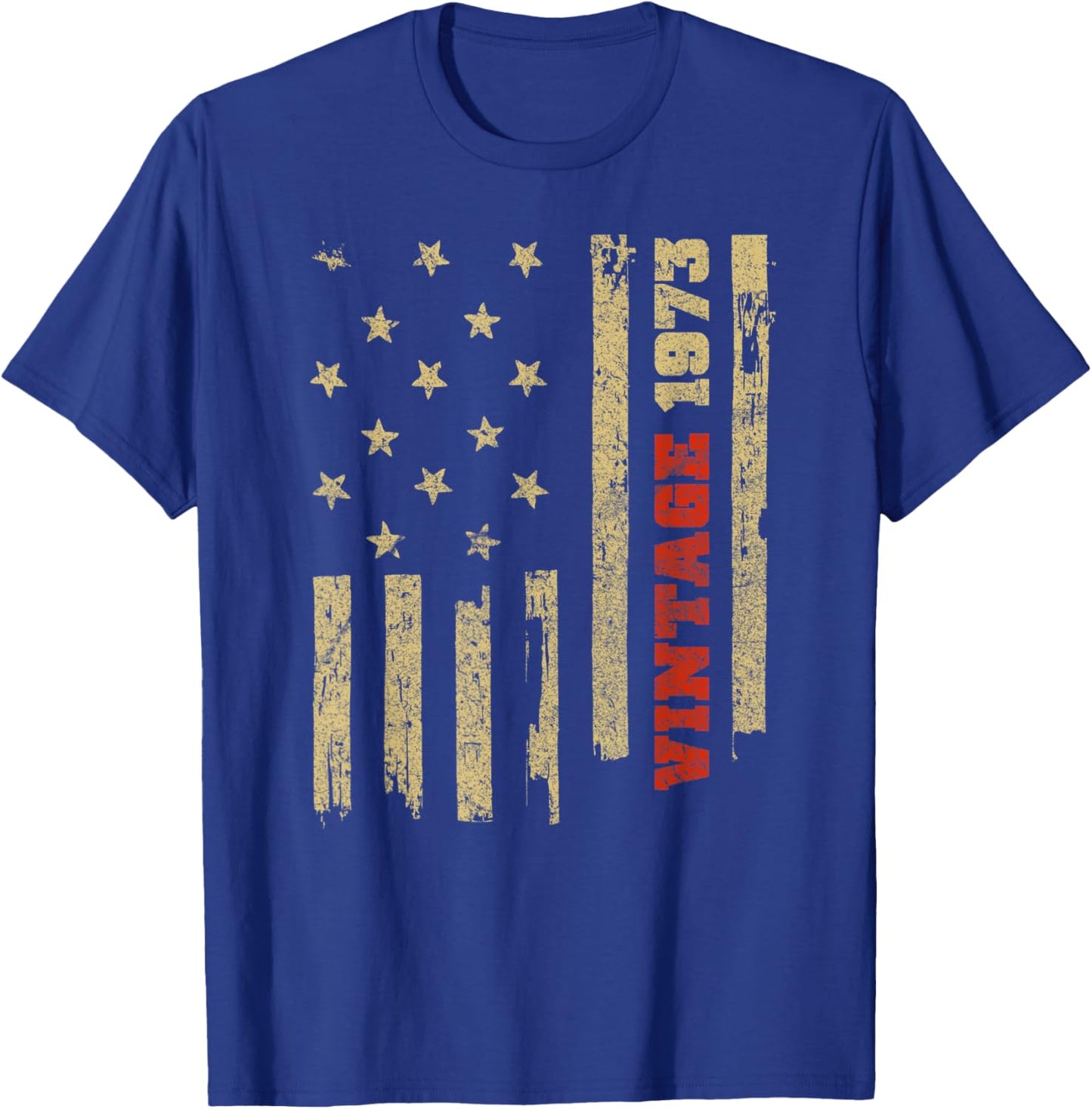 Vintage 1973 Old Glory American Flag 50th Birthday Women Men T-Shirt - T-Shirt | Royal