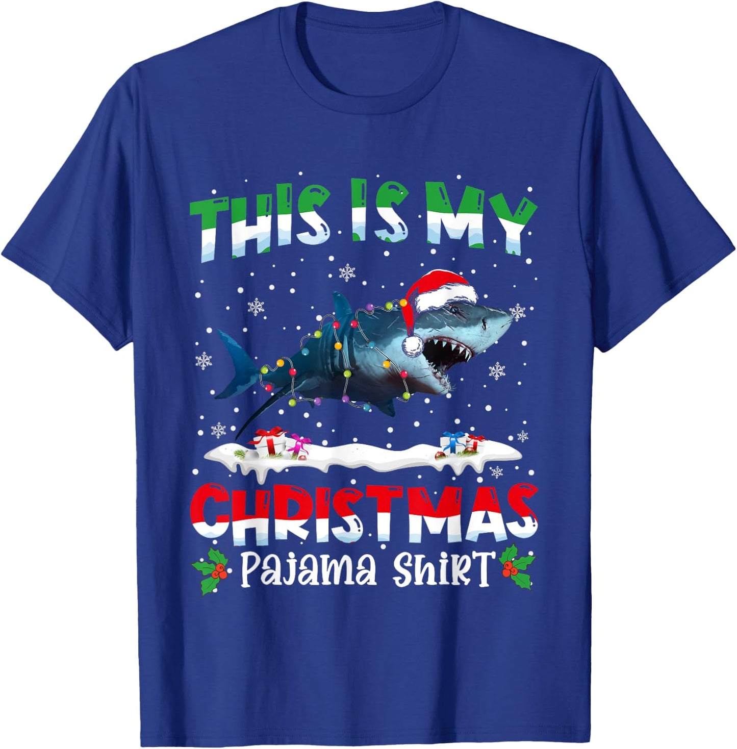 This Is My Christmas Pajama Shirt Cute Shark Animals T-Shirt - T-Shirt | Royal