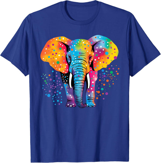 Colorful Elephant Polka Dot Rainbow Elephant T-Shirt - T-Shirt | Royal