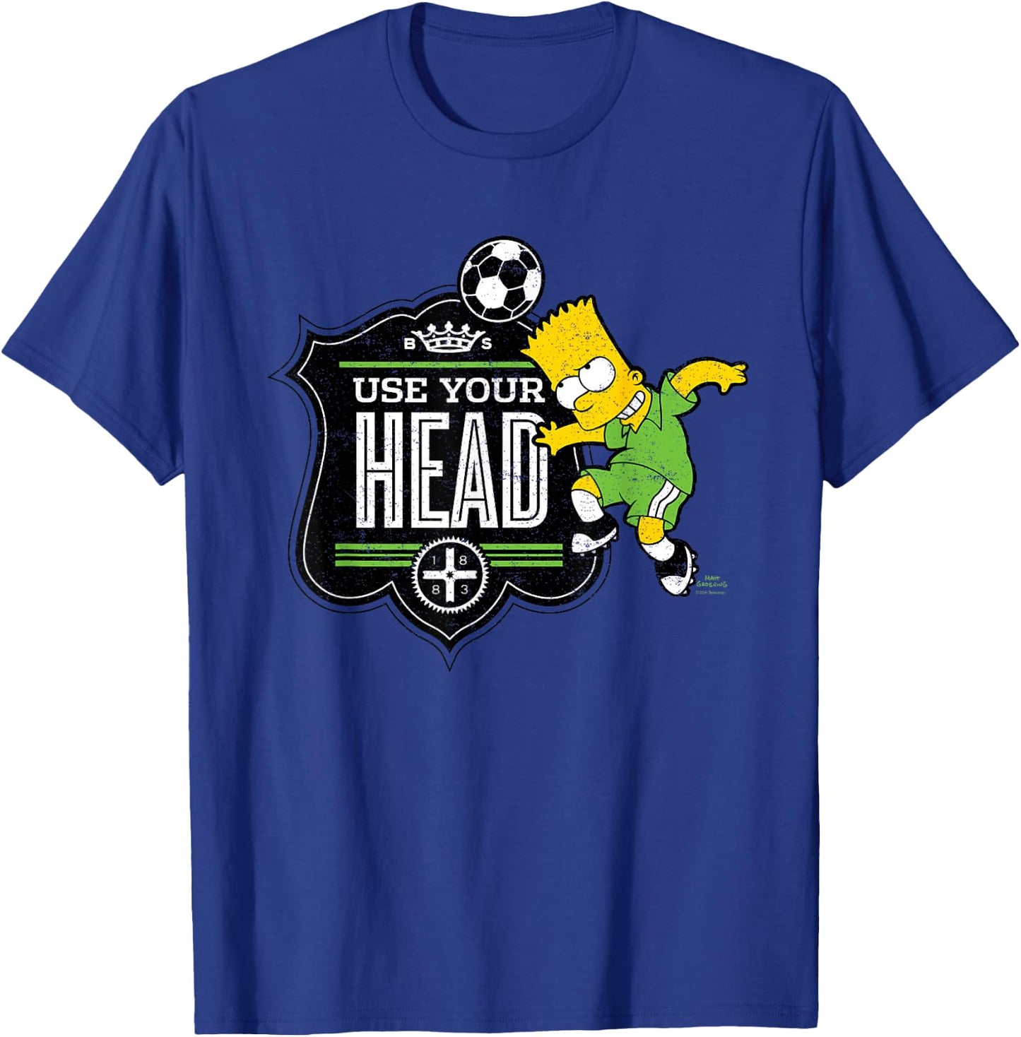 The Simpsons Soccer Bart Simpson Use Your Head T-Shirt - T-Shirt | Royal