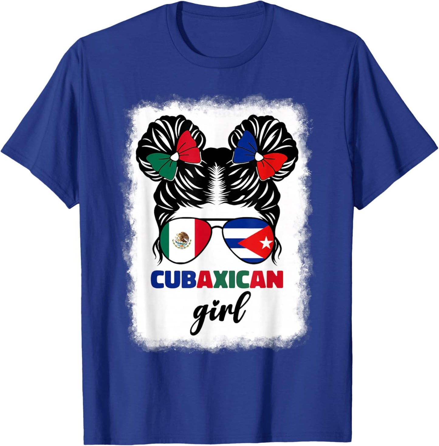 Half Mexican And Half Cuban Mexico Cuba Flag Girl Kids Girls T-Shirt - T-Shirt | Royal