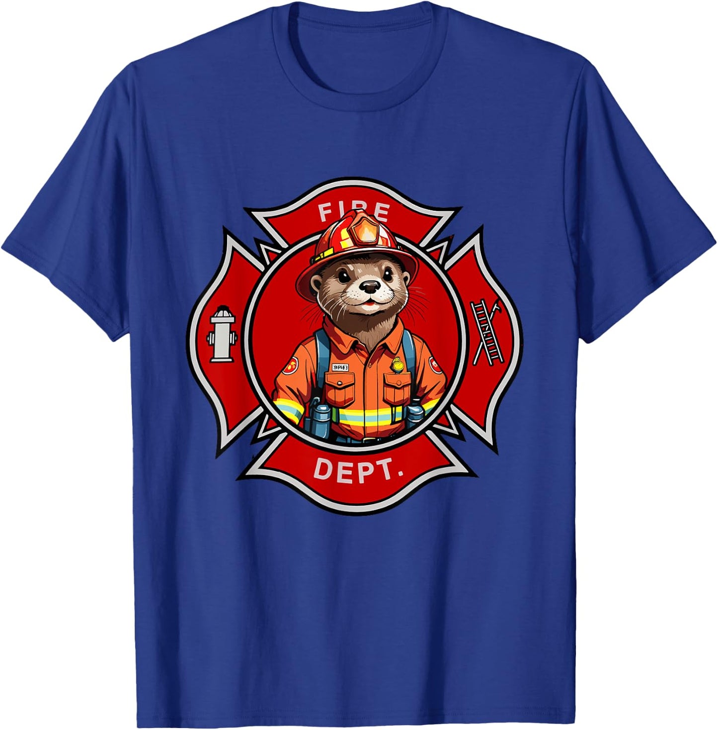World's Best Firefighter Otter Patriotic Dad Department T-Shirt - T-Shirt | Royal