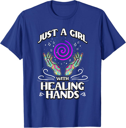 Just A Girl With Healing Hands Energy Healing Reiki T-Shirt - T-Shirt | Royal