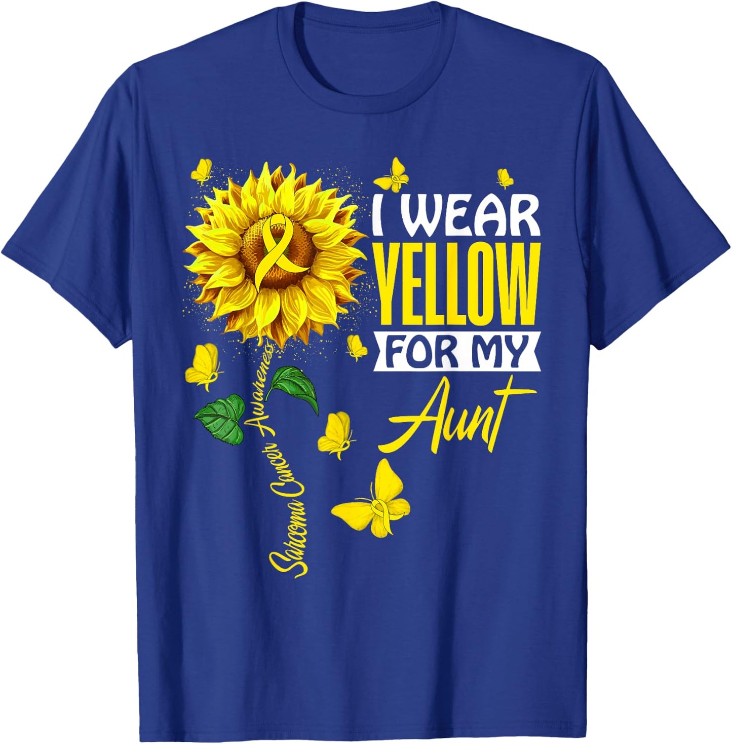 I Wear Yellow For Aunt Sarcoma Cancer Awareness Support T-Shirt - T-Shirt | Royal