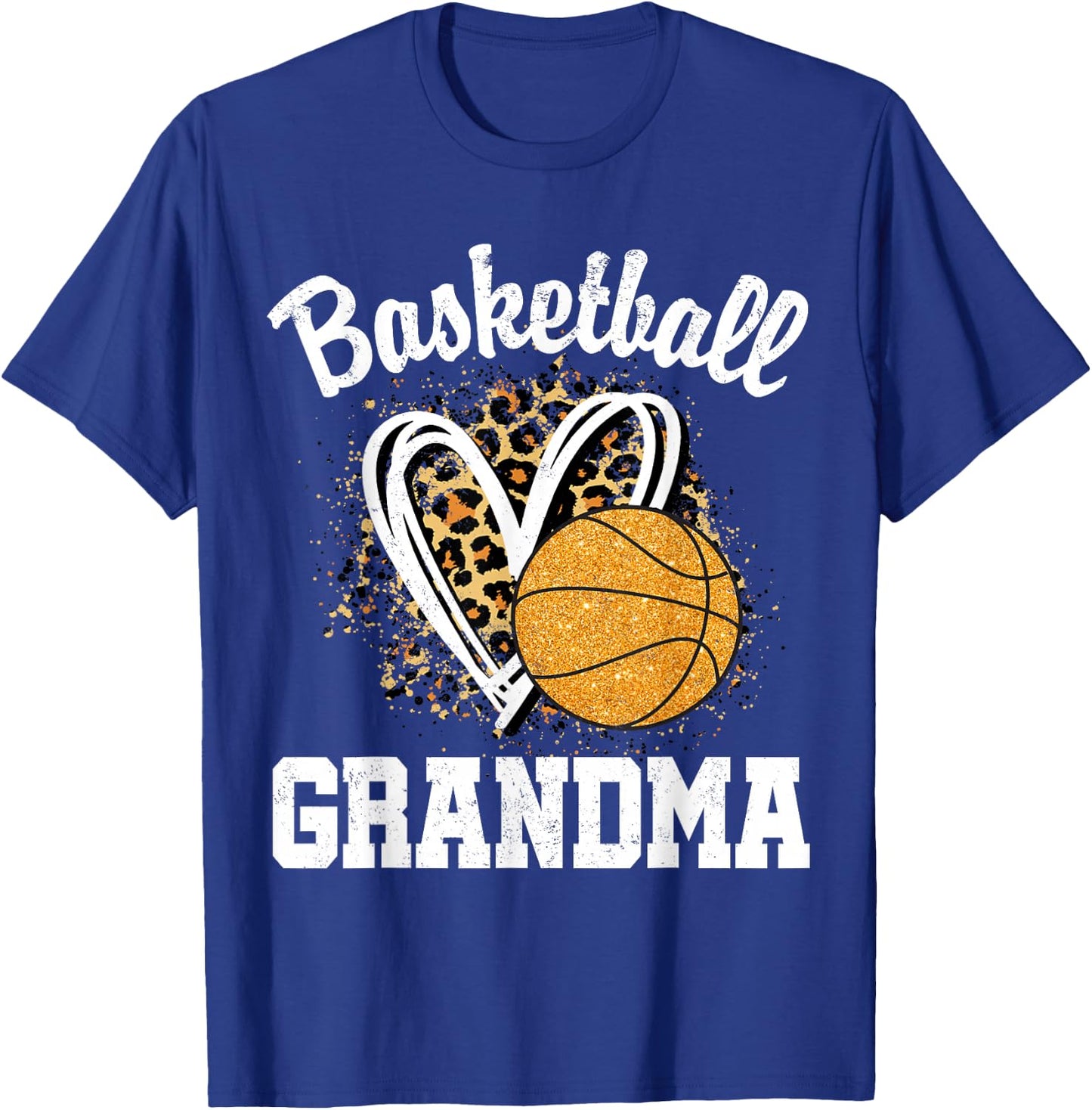 Basketball Grandma Leopard Heart T-Shirt - T-Shirt | Royal