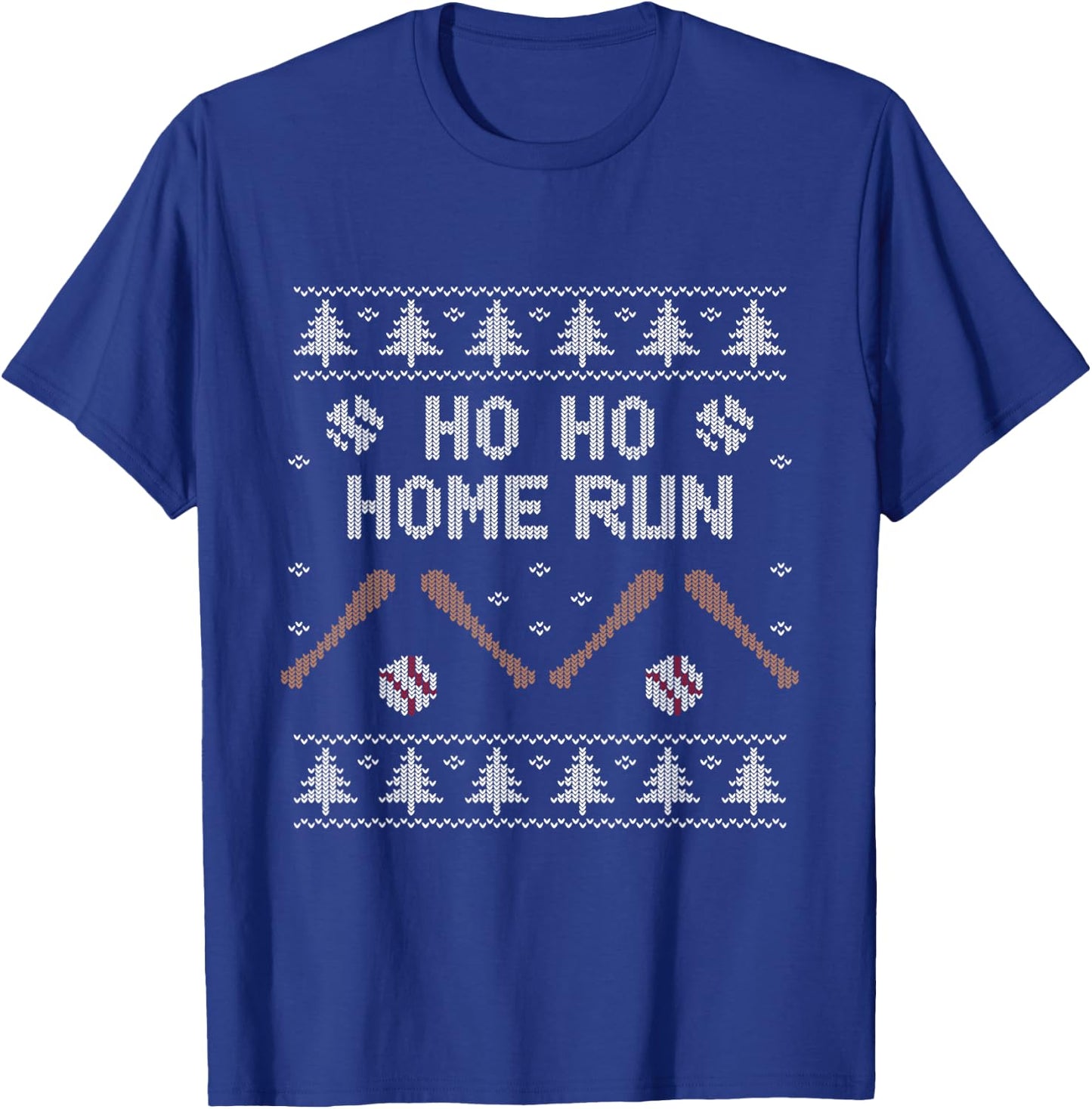 Ho Ho HOME Run Funny Ugly Christmas apparel Baseball lover T-Shirt - T-Shirt | Royal