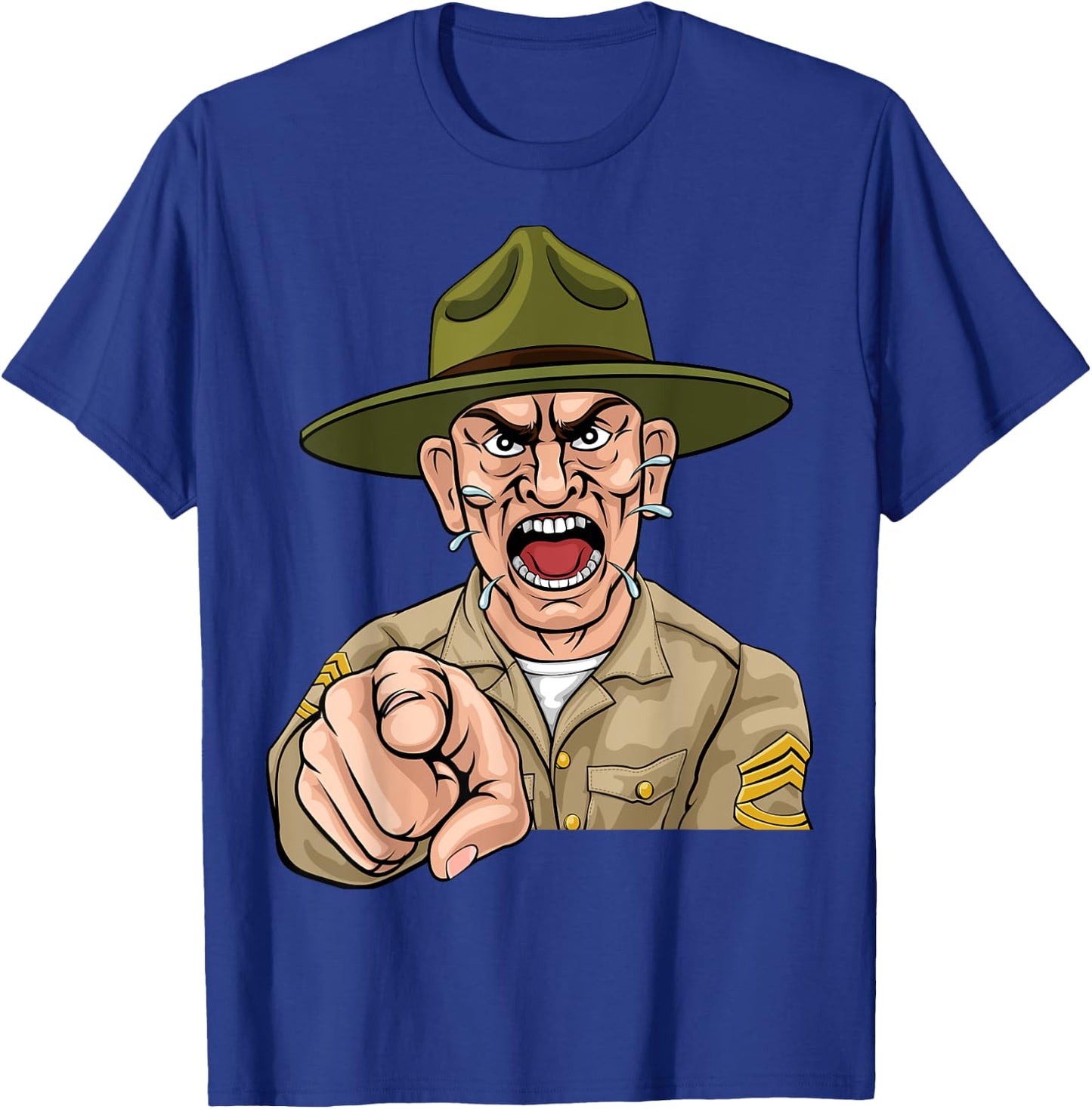 Angry Army Bootcamp Drill Sergeant Cartoon T-Shirt - T-Shirt | Royal