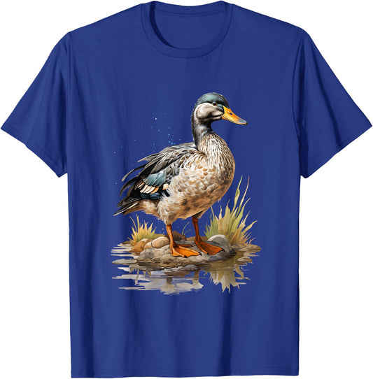 Mallard Duck Gift Realistic Nature Fleeting T-Shirt - T-Shirt | Royal