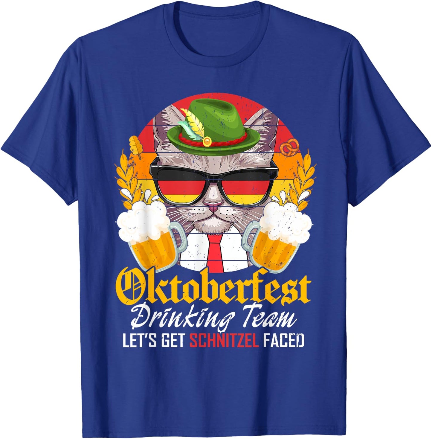 Oktoberfest Drinking Team Let's Get Schnitzel Faced Cat Men T-Shirt - T-Shirt | Royal
