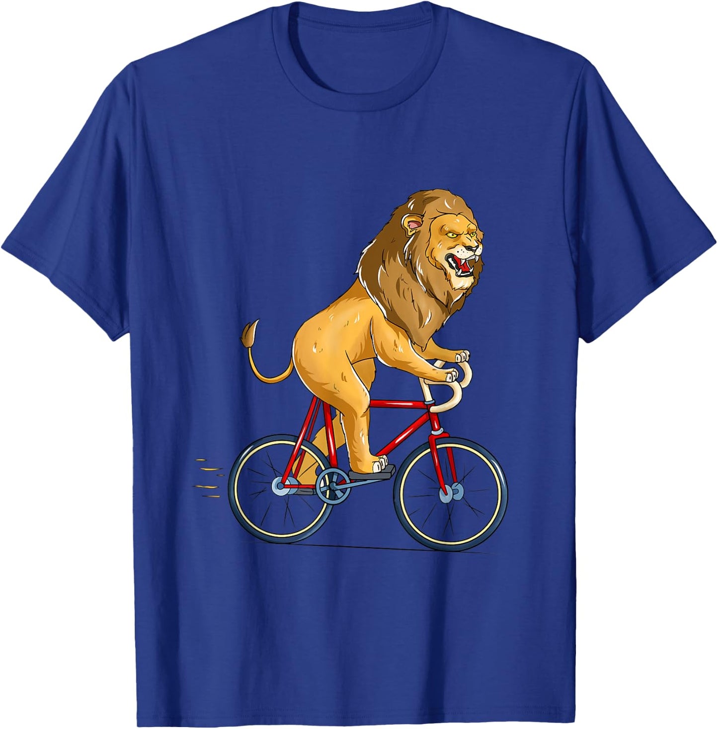 Lion Riding Bicycle Cute Biker Cyclist Cycling T-Shirt - T-Shirt | Royal