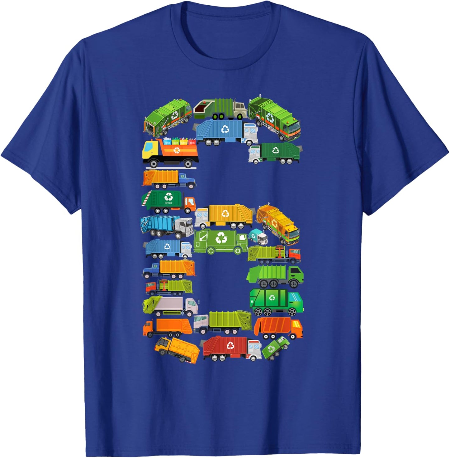 Fun Garbage Truck 6th Birthday Party Six 6 Year Old Boy Kids T-Shirt - T-Shirt | Royal