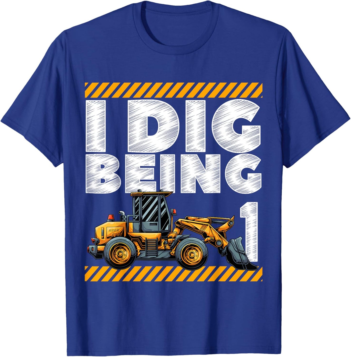 1st Birthday Construction Truck I Dig Being 1 Digger Bday T-Shirt - T-Shirt | Royal