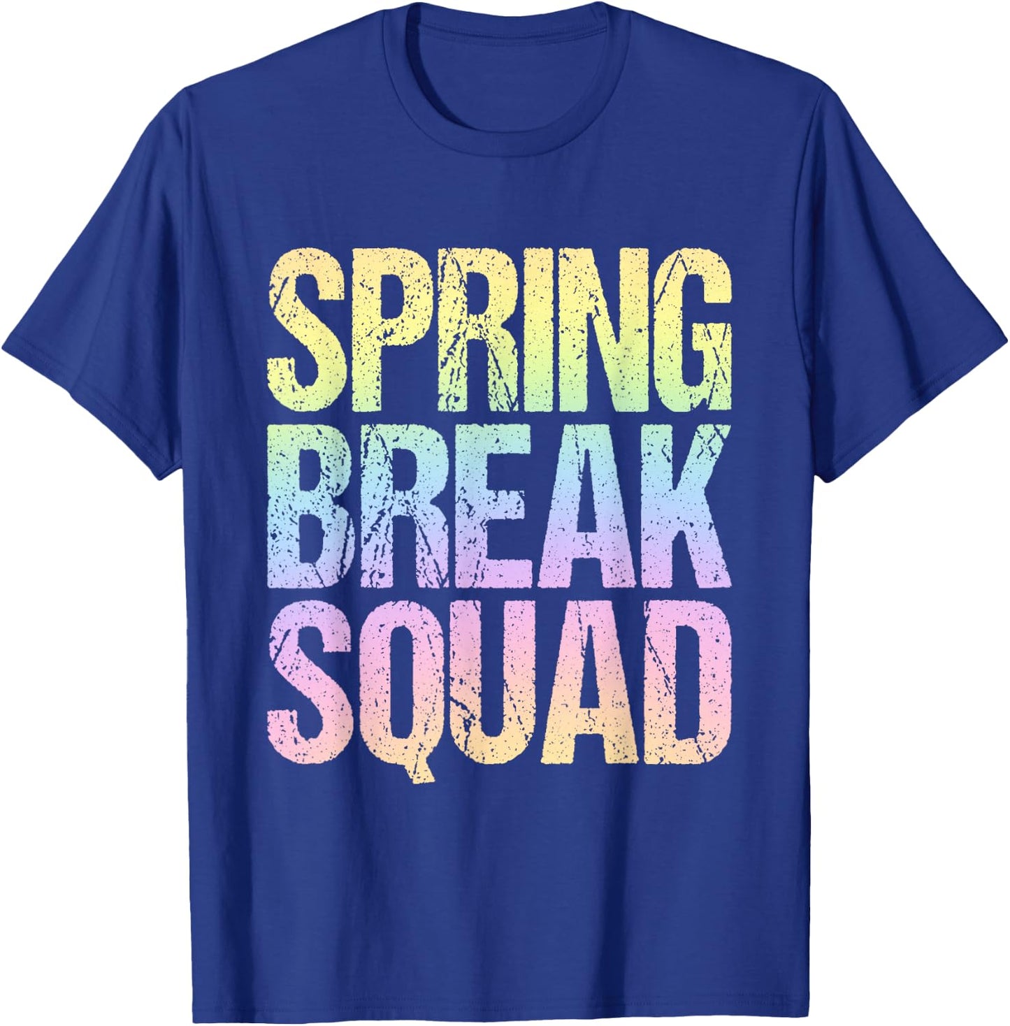 2026 Spring Break Squad Pastel Rainbow Vintage Graphic T-Shirt - T-Shirt | Royal