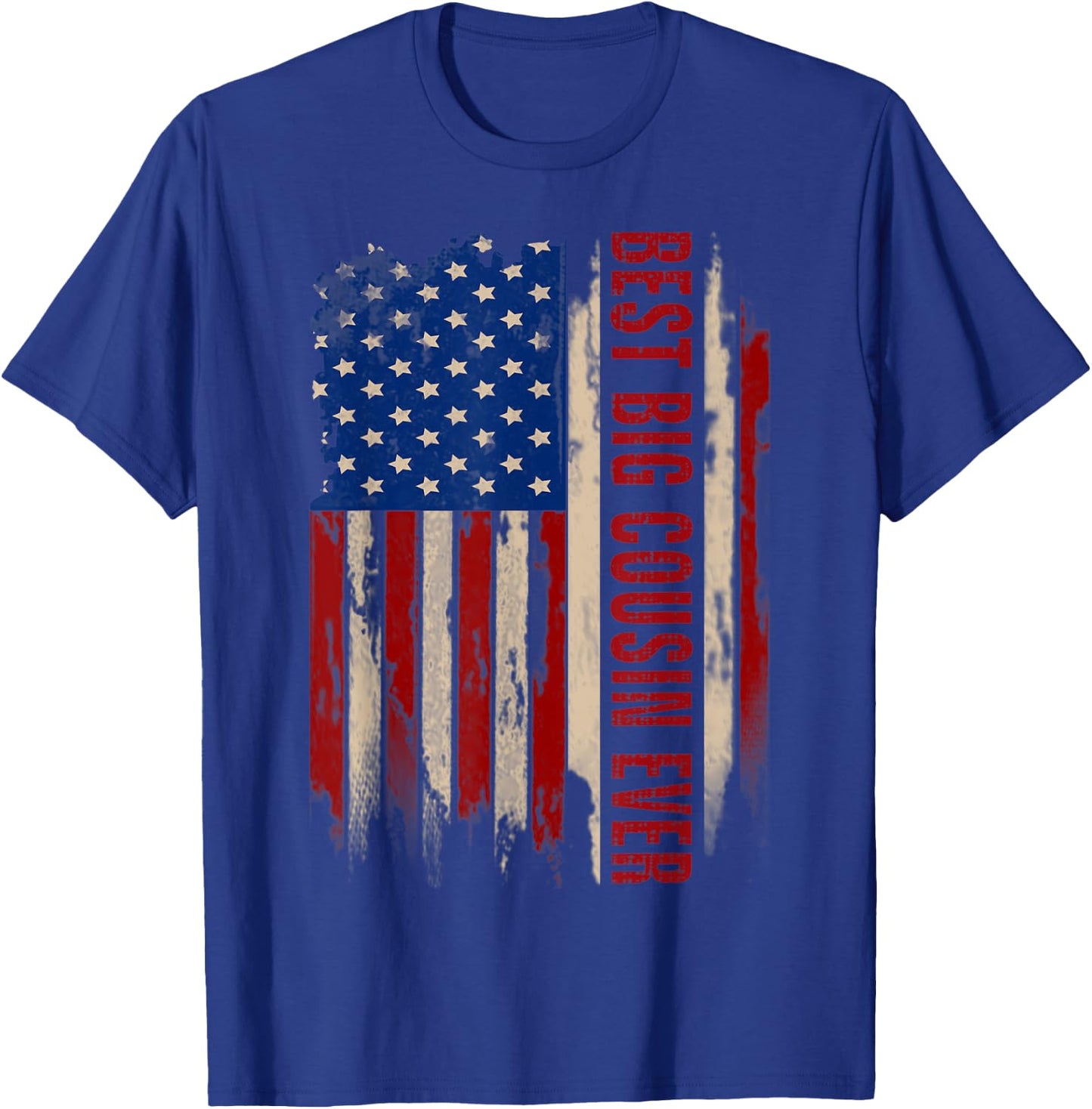 Vintage Best Big Cousin Ever American Flag Father's Day Gift Women Kids Men T-Shirt - T-Shirt | Royal