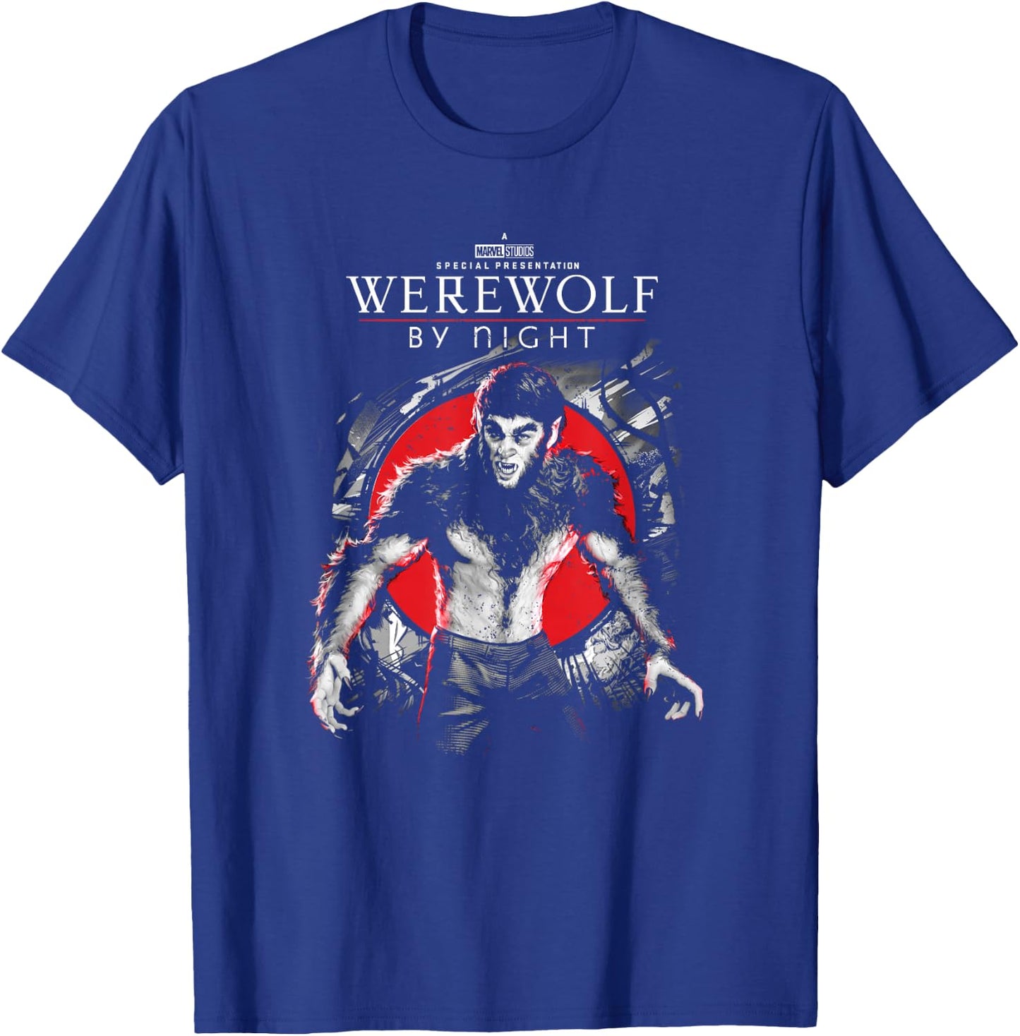 Marvel Werewolf by Night Werewolf Blood Moon Portrait Logo T-Shirt - T-Shirt | Royal