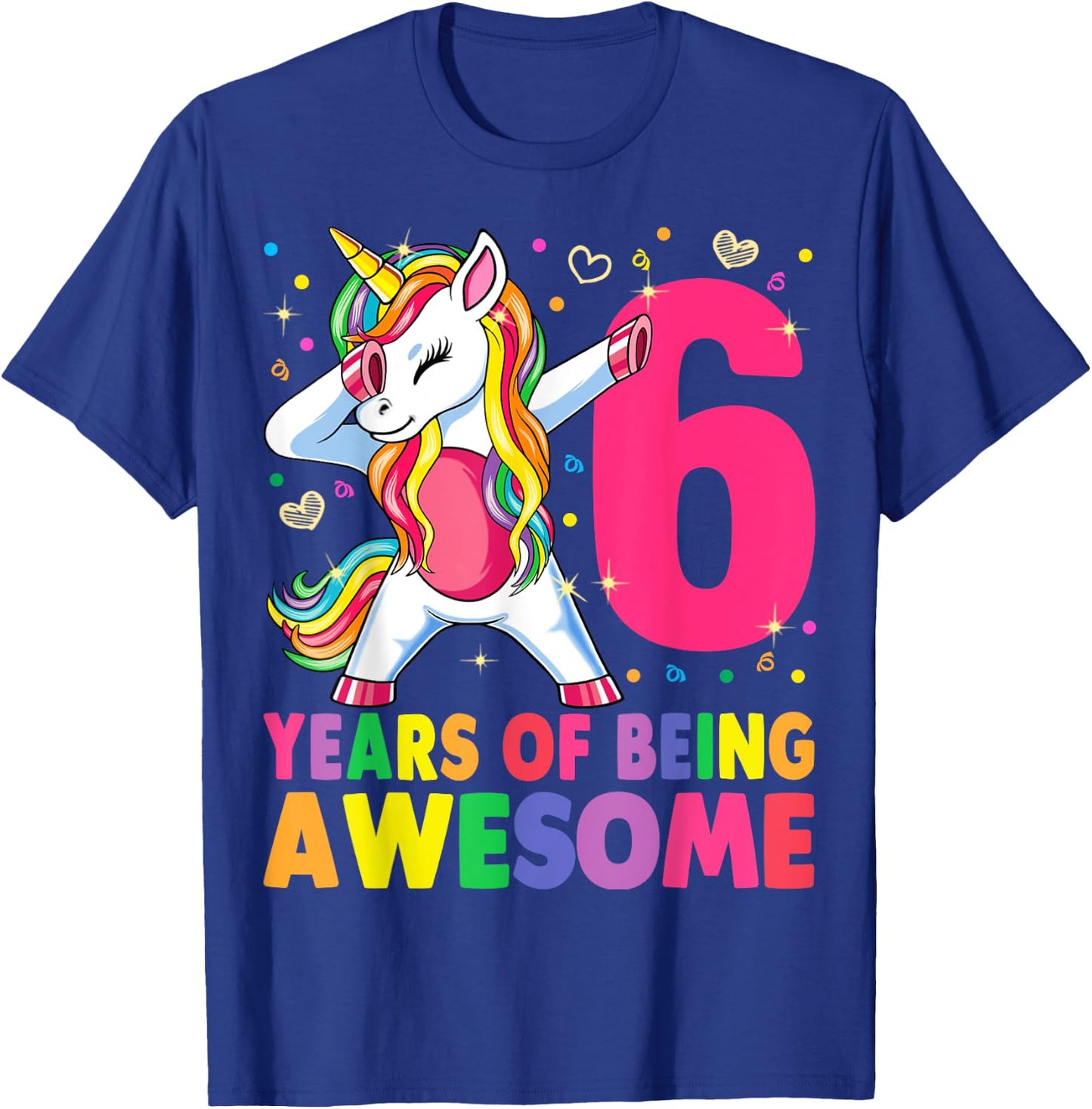 6 Years Old Unicorn Dabbing 6th Birthday Girl Unicorn Party T-Shirt - T-Shirt | Royal