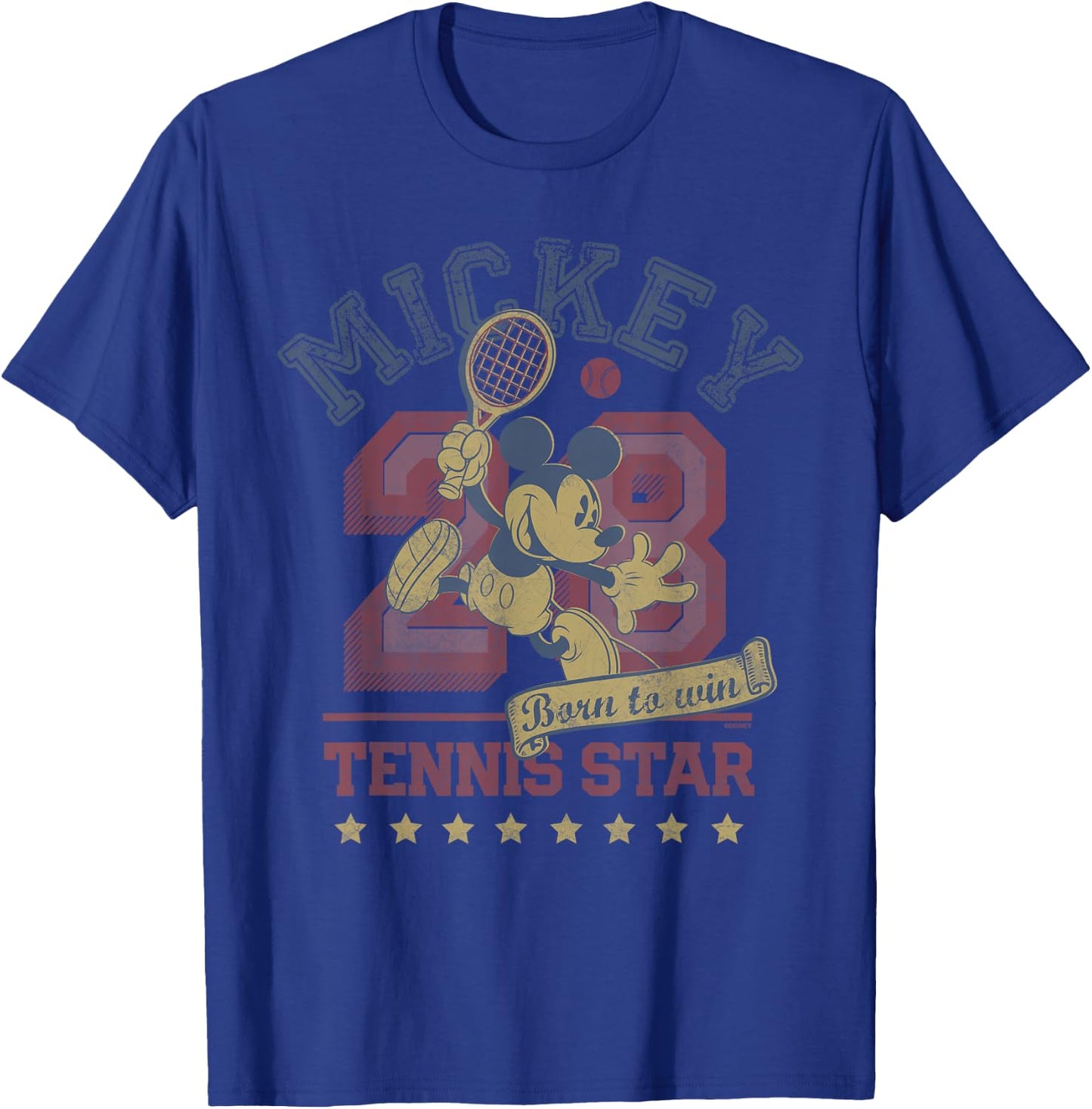 Disney Mickey Mouse Sports Tennis Star 28 Distressed T-Shirt - T-Shirt | Royal