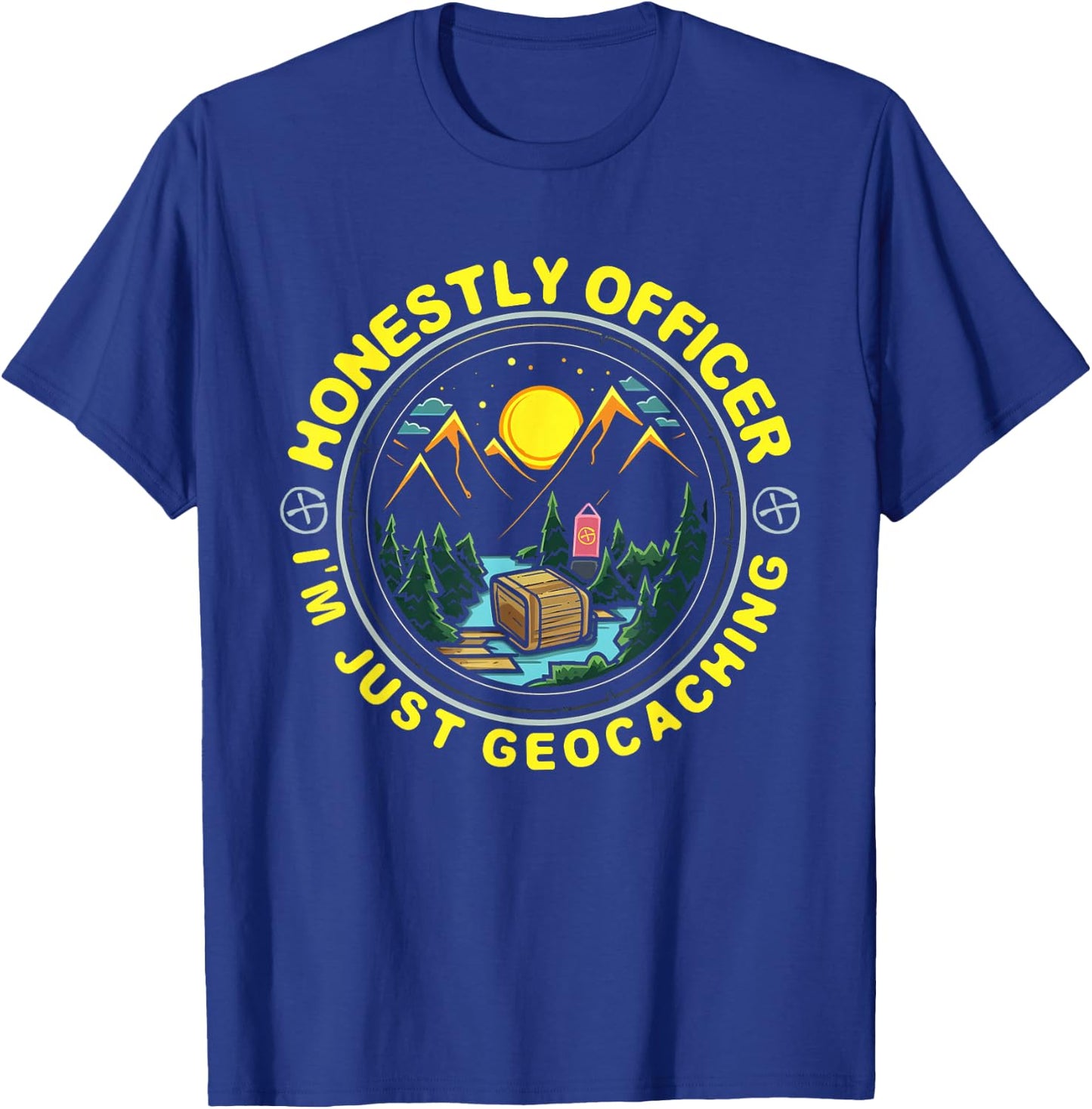 Honestly Officer I'm Just Geocaching Map Reading Geocache T-Shirt - T-Shirt | Royal