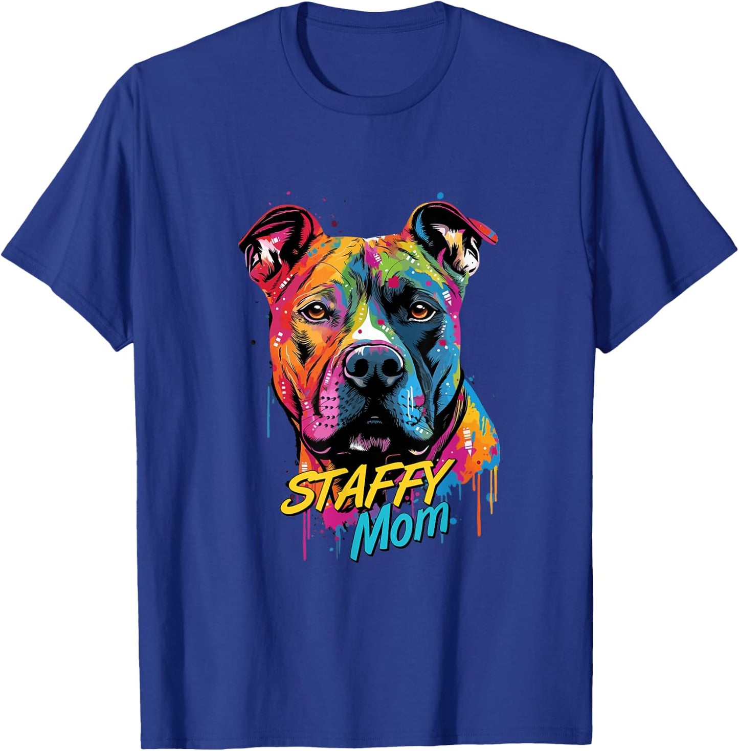 Graffiti American Staffordshire Terrier Mom Staffy Mural Art T-Shirt - T-Shirt | Royal