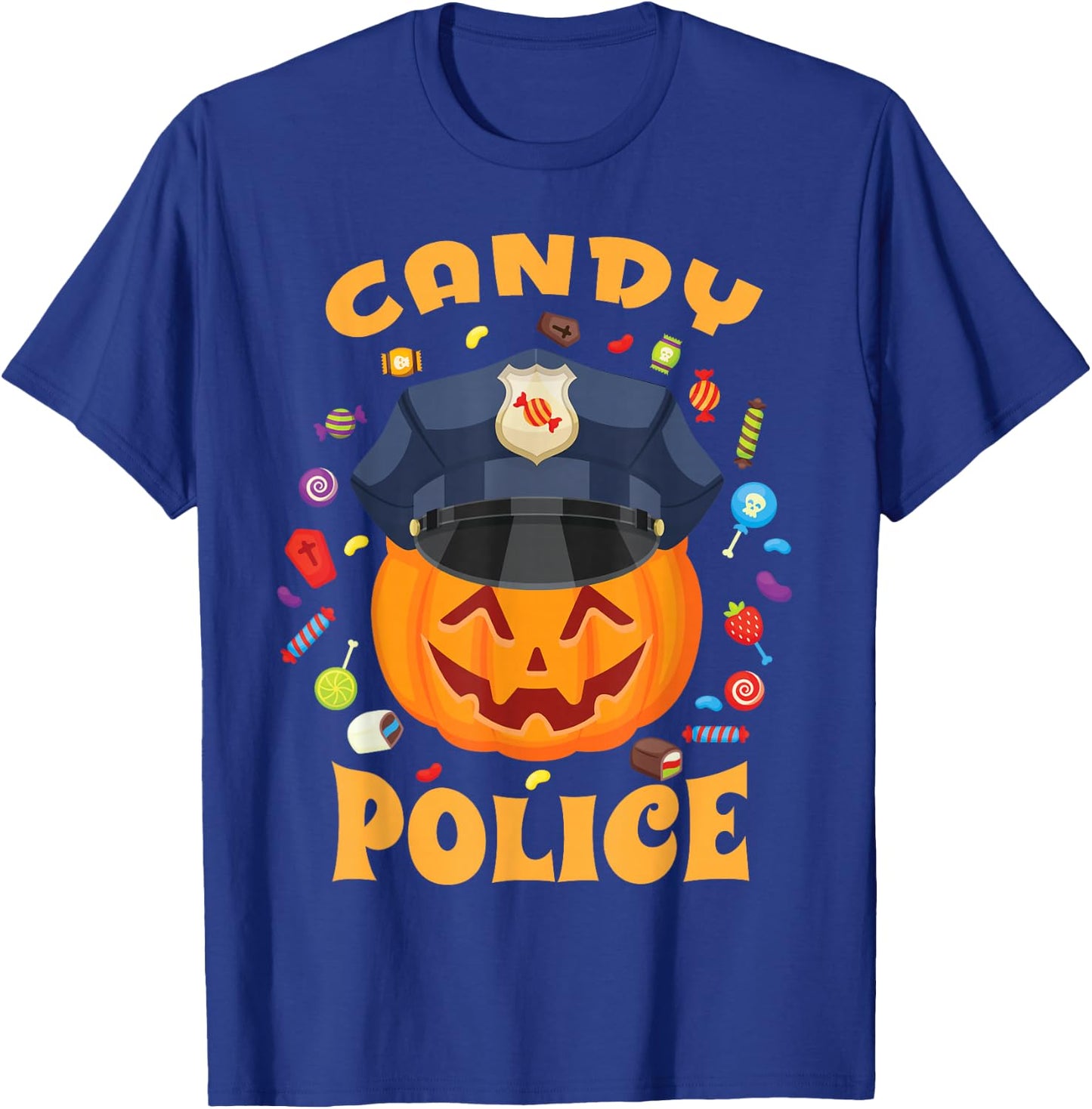 Candy Police Halloween Party Costume Security Funny T-Shirt - T-Shirt | Royal