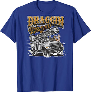 Lineman "Draggin Wagon" Bucket Truck Power Lineman T-Shirt - T-Shirt | Royal