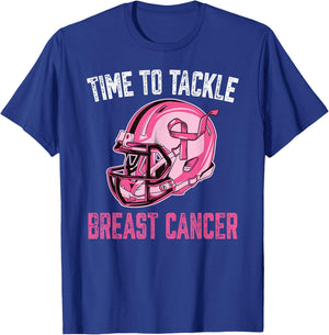 Tackle Breast Cancer Football Pink Breast Cancer Awareness T-Shirt - T-Shirt | Royal