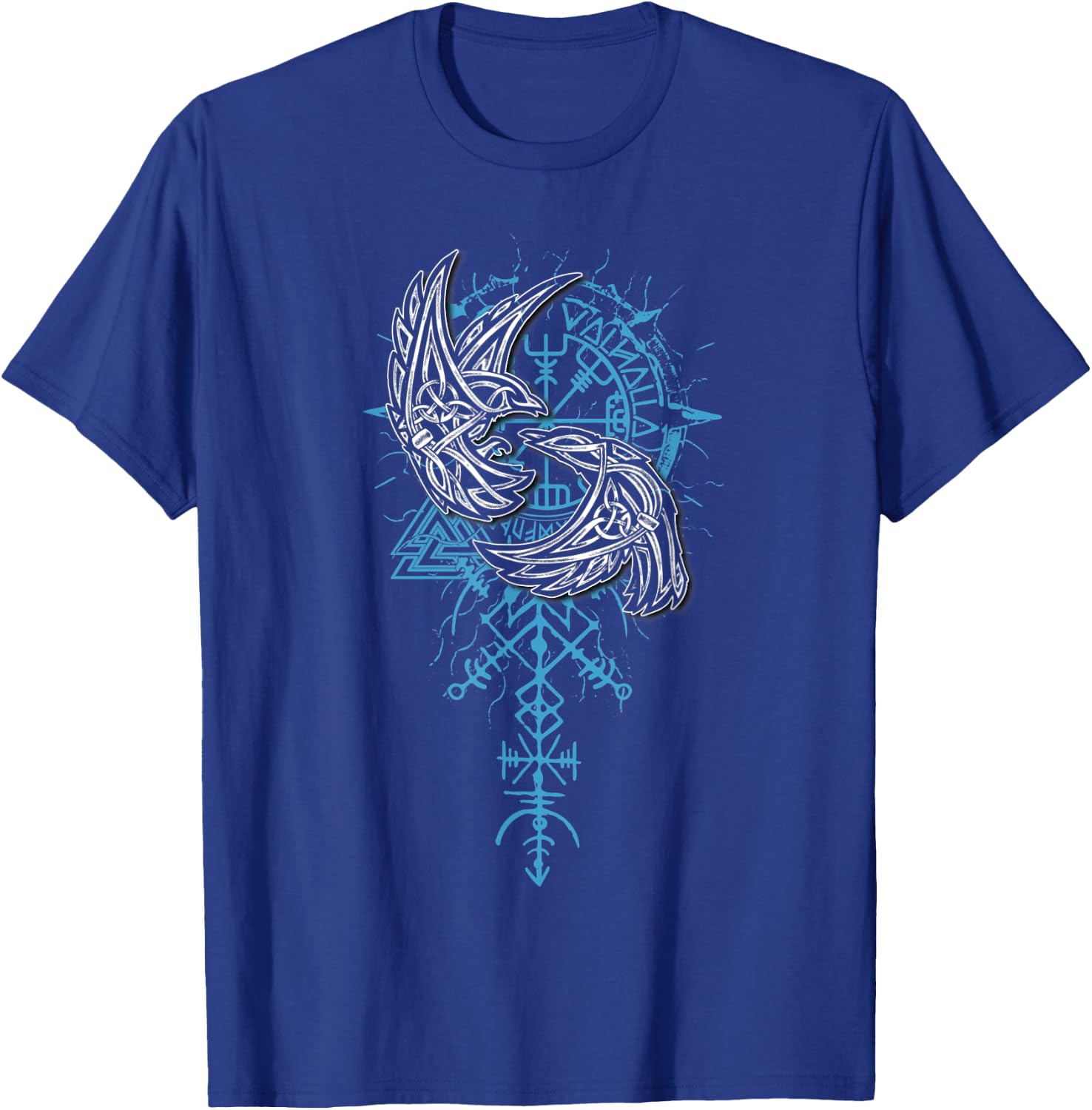 Valhalla Raven Ravens Odin's Runes Norse Compass Viking T-Shirt - T-Shirt | Royal