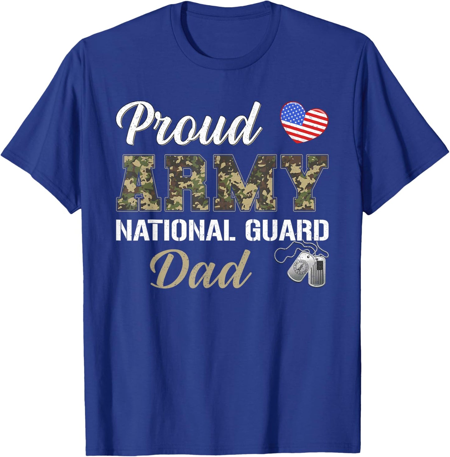 Vintage Proud Army National Guard Dad Military Pride Costume T-Shirt - T-Shirt | Royal