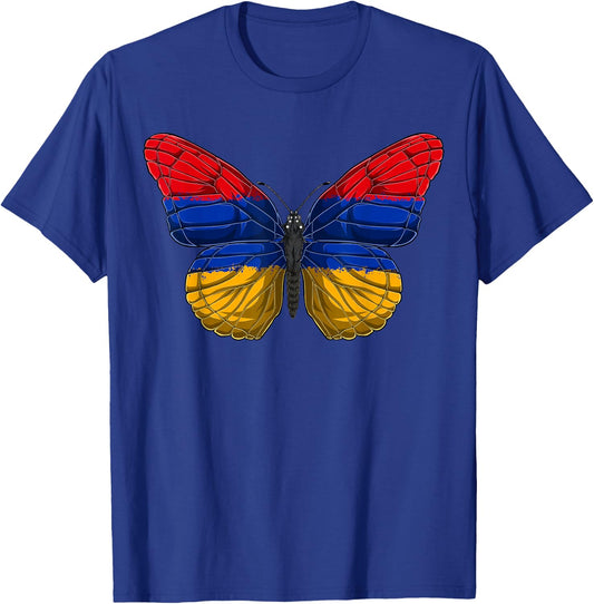 Armenia Butterfly Shirt Patriotic Armenian Flag T-Shirt - T-Shirt | Royal