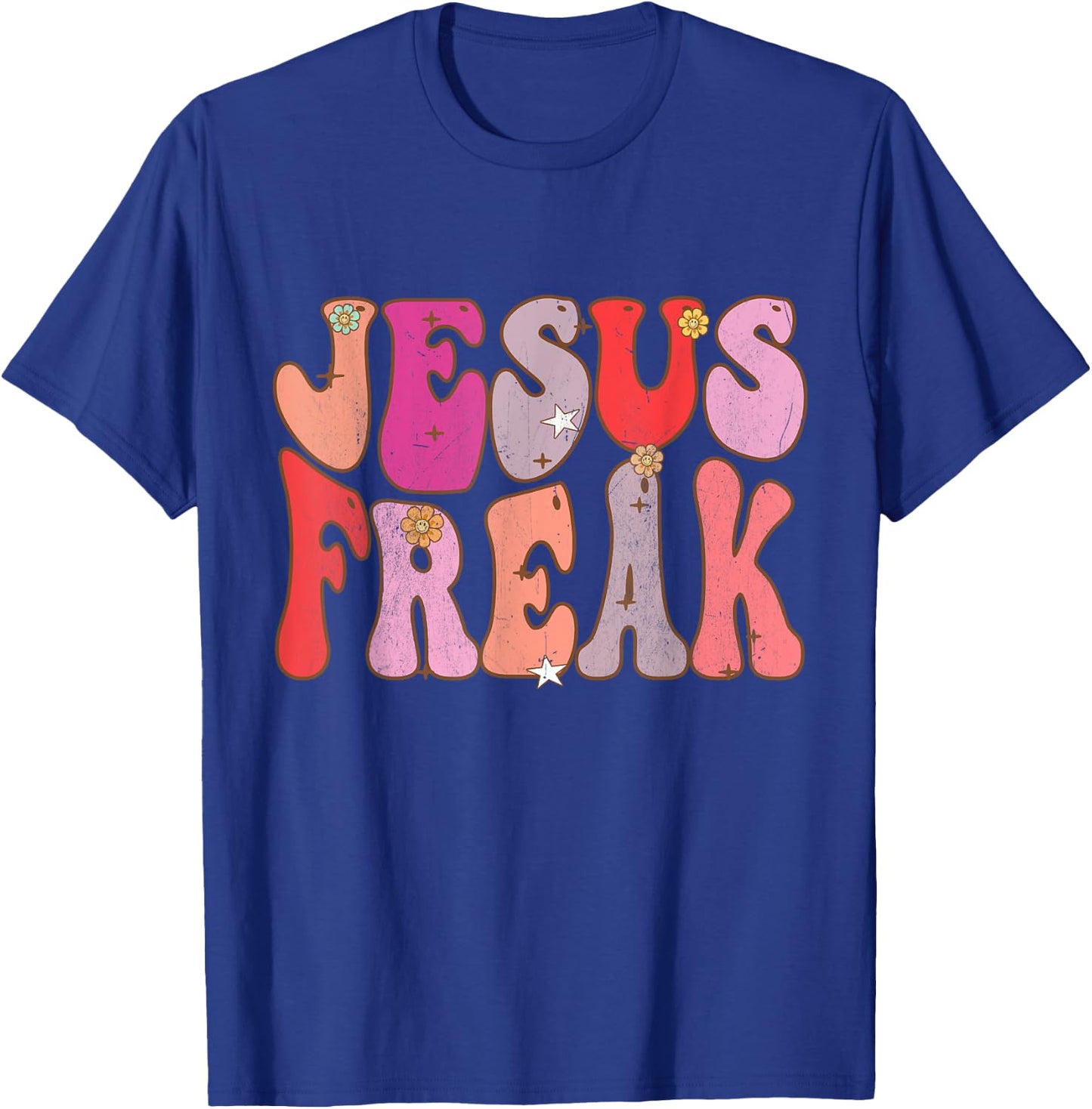 Groovy Retro Vintage Jesus Freak Funny Love Christian T-Shirt - T-Shirt | Royal