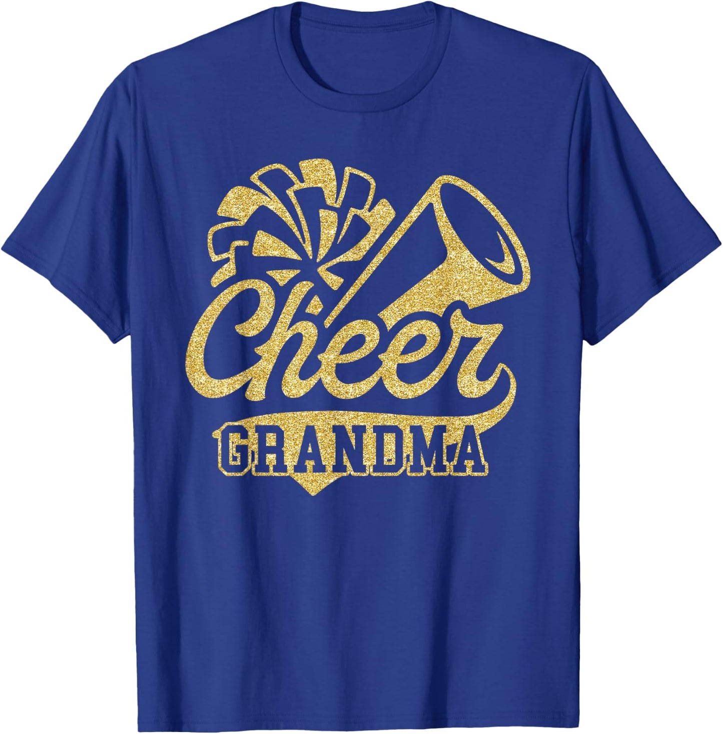 Cheer Grandma Biggest Fan Black Yellow Gold Pom Pom T-Shirt - T-Shirt | Royal