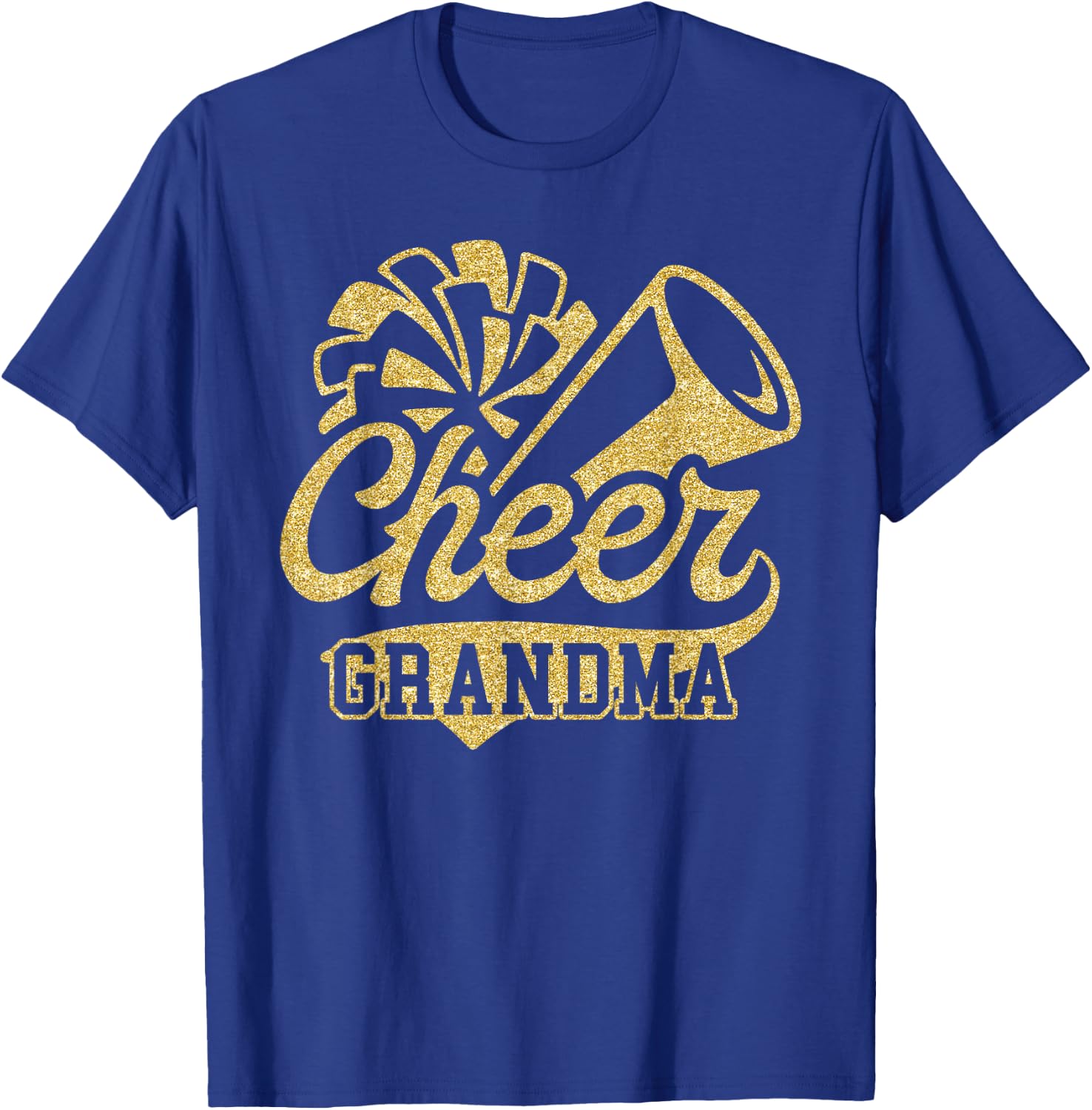 Cheer Grandma Biggest Fan Black Yellow Gold Pom Pom T-Shirt - T-Shirt | Royal
