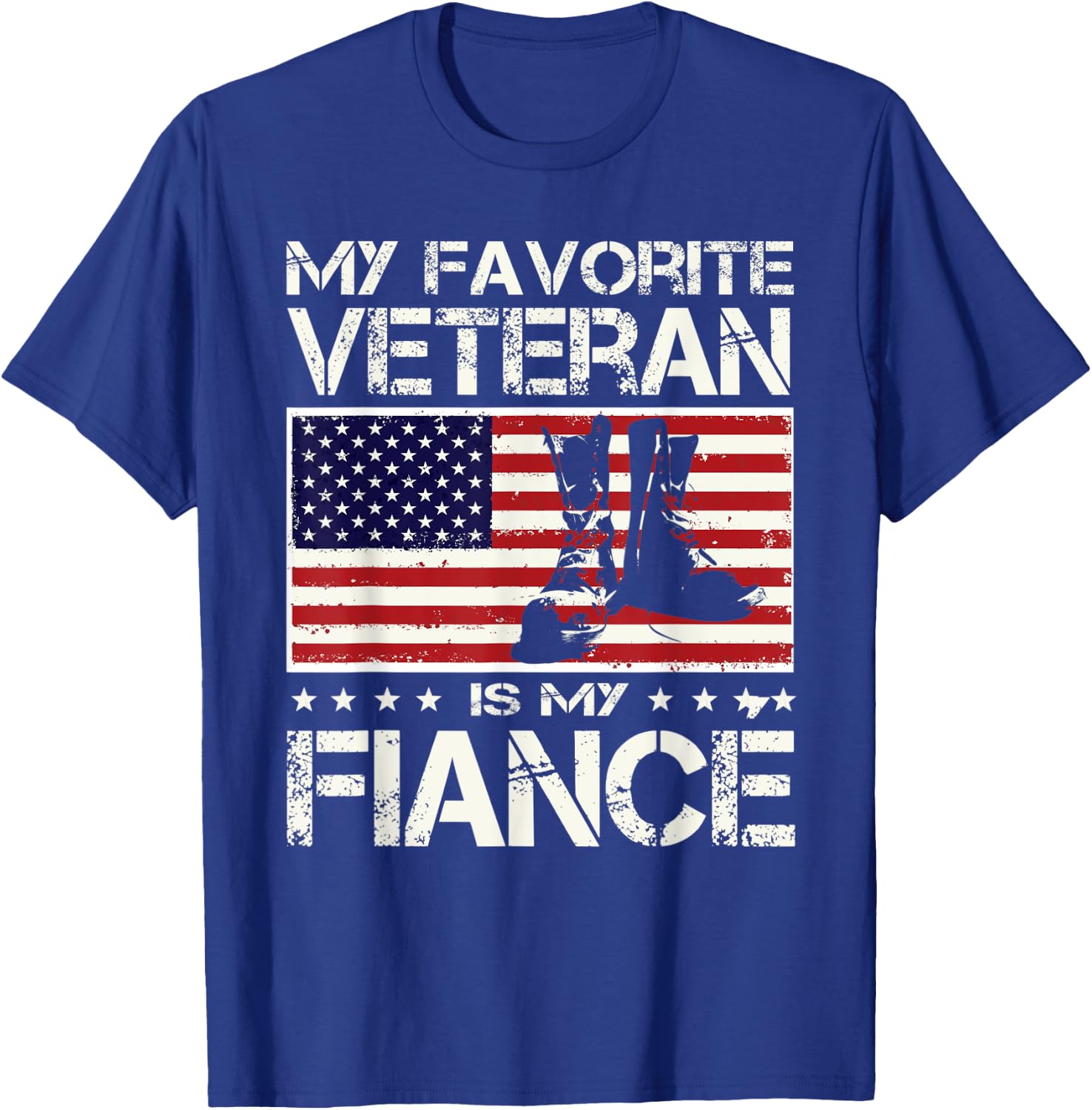 My Favorite Veteran Is My Fiancé US Flag Veterans Day T-Shirt - T-Shirt | Royal