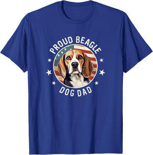 Beagle Gifts American Flag Proud Beagle Dog Dad T-Shirt - T-Shirt | Royal
