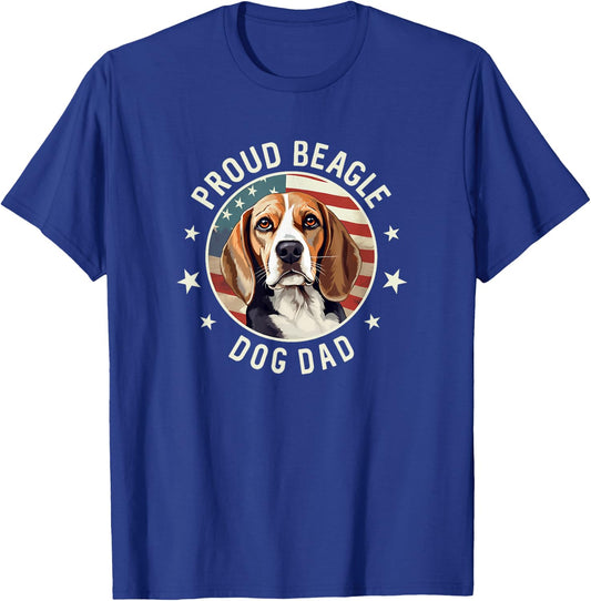 Beagle Gifts American Flag Proud Beagle Dog Dad T-Shirt - T-Shirt | Royal