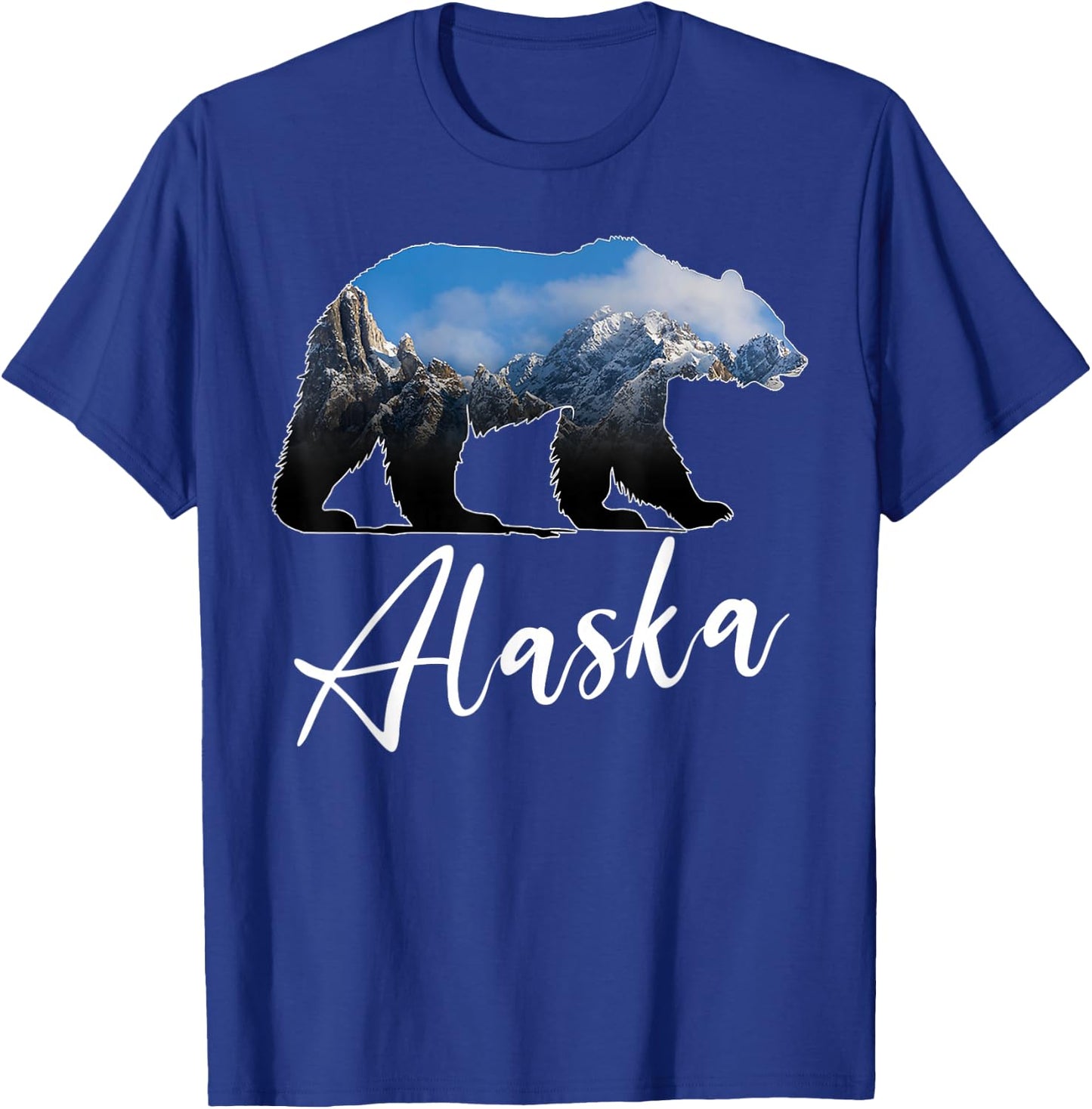 Alaskan Mountains Bear Grizzly Alaska State Souvenirs T-Shirt - T-Shirt | Royal
