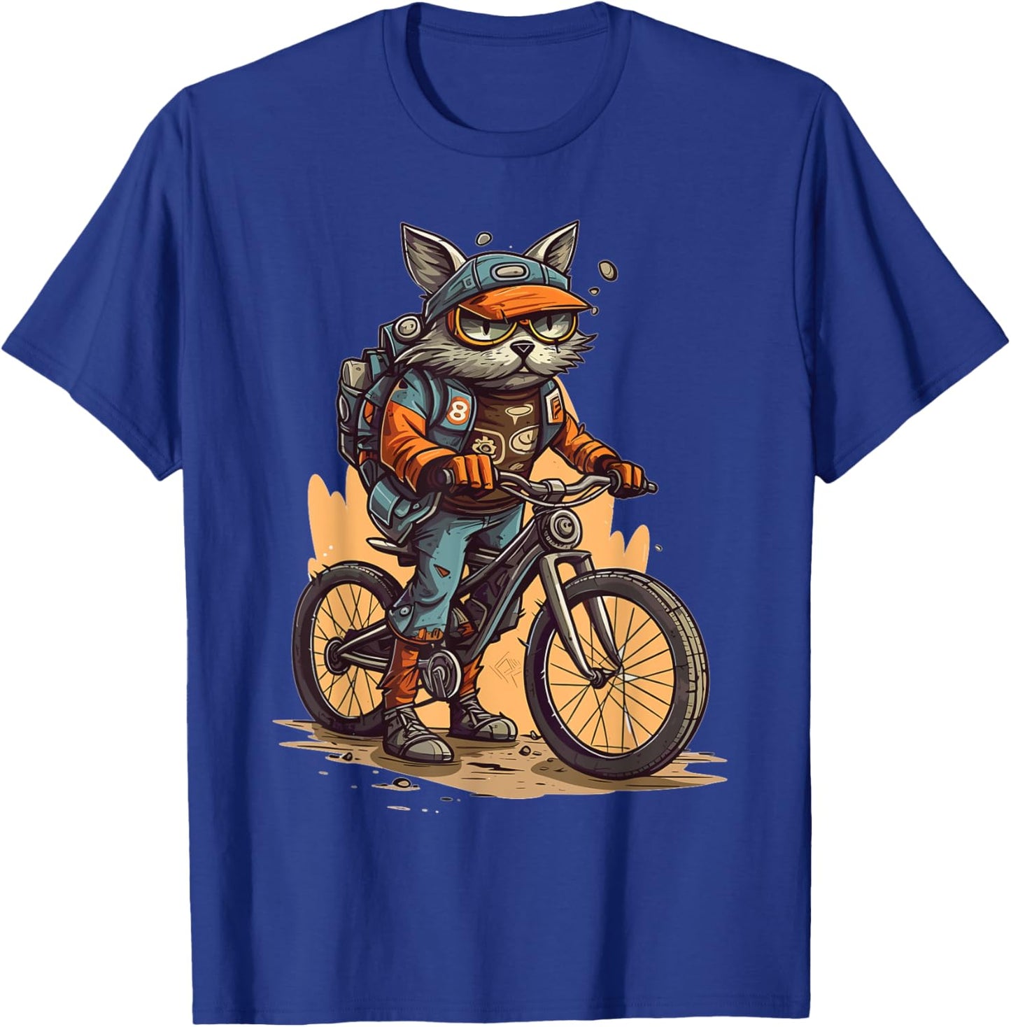 Mountain Biker Cat Cyclist Biking Kitten T-Shirt - T-Shirt | Royal