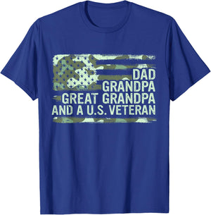 Dad Grandpa Great Grandpa Veteran Fathers Day Great Grandpa T-Shirt - T-Shirt | Royal