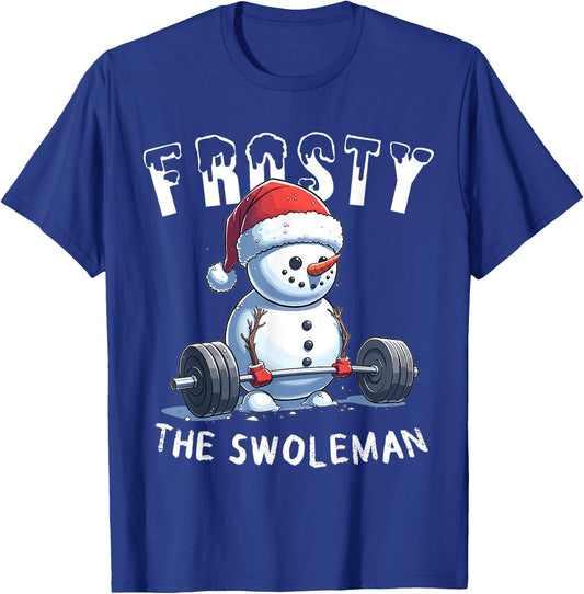 Frosty The Swoleman Funny Gym Christmas T-Shirt - T-Shirt | Royal