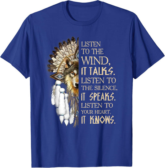 Listen to The Wind Eagle Native American T-Shirt - T-Shirt | Royal