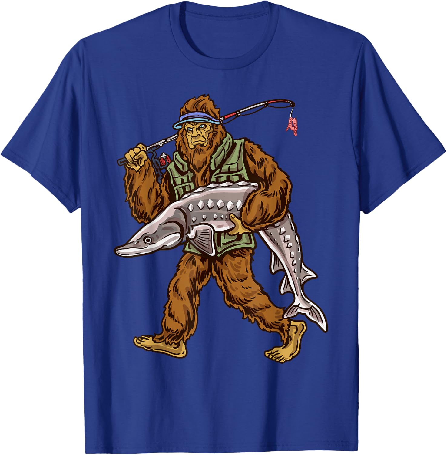 Northern Outdoors Sturgeon Collection Men's Black Sturgeon Fishing Bigfoot Hunting T-Shirt - T-Shirt | Royal