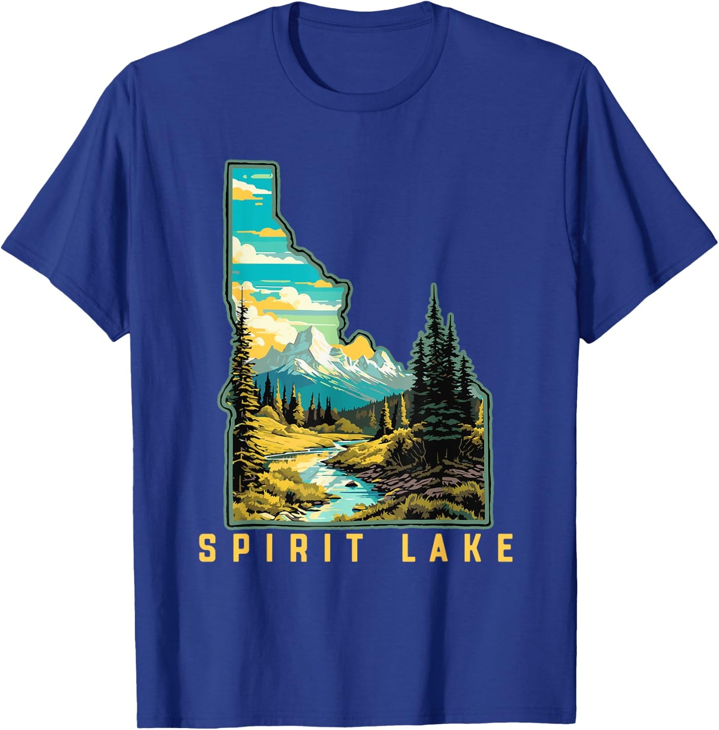 Spirit Lake Idaho State Outdoor Nature Graphic T-Shirt - T-Shirt | Royal