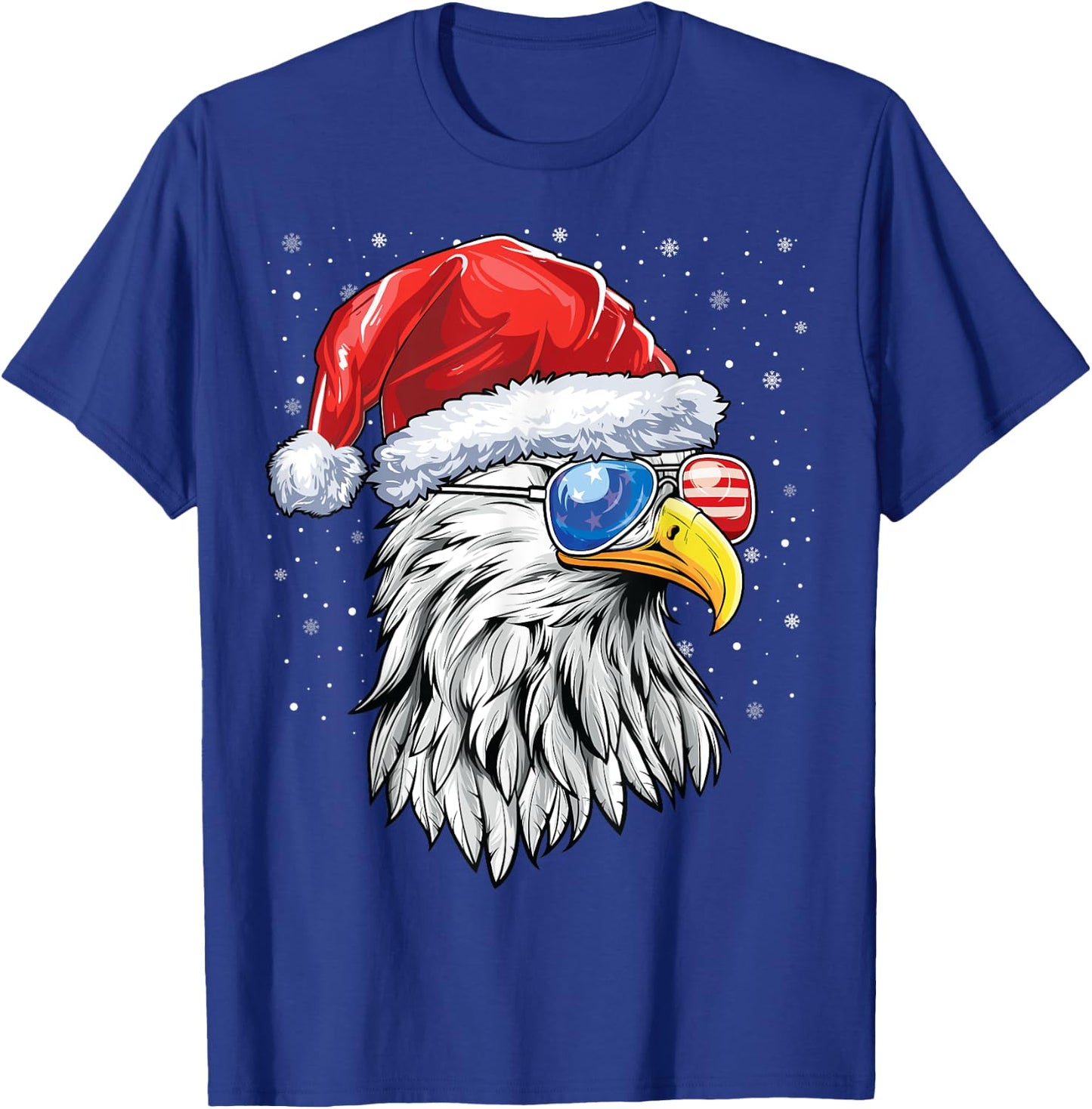 Santa Bald Eagle Shirt Men USA Flag Christmas Patriotic T-Shirt - T-Shirt | Royal