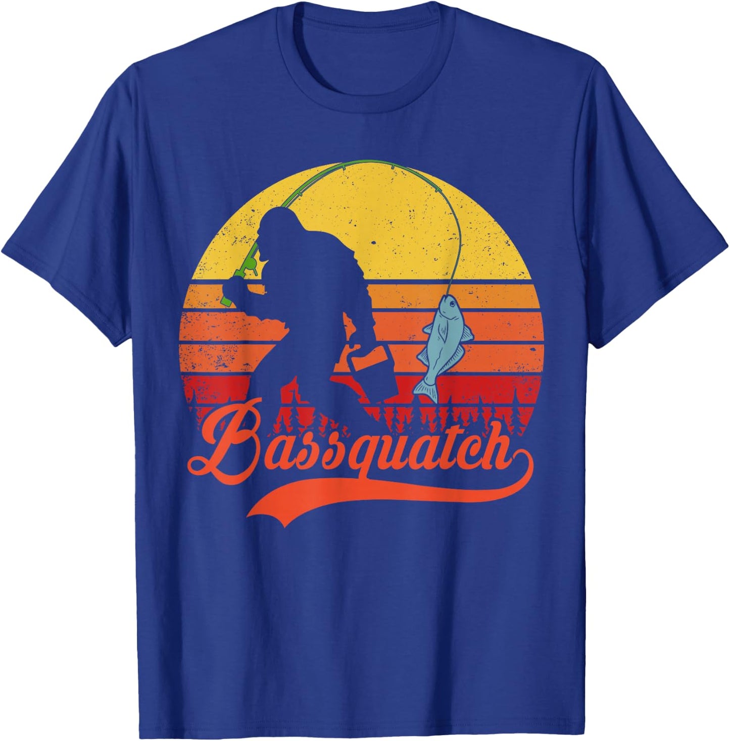 Bigfoot Fishing-Shirt Funny Bassquatch Bass Fish Boy Men T-Shirt - T-Shirt | Royal
