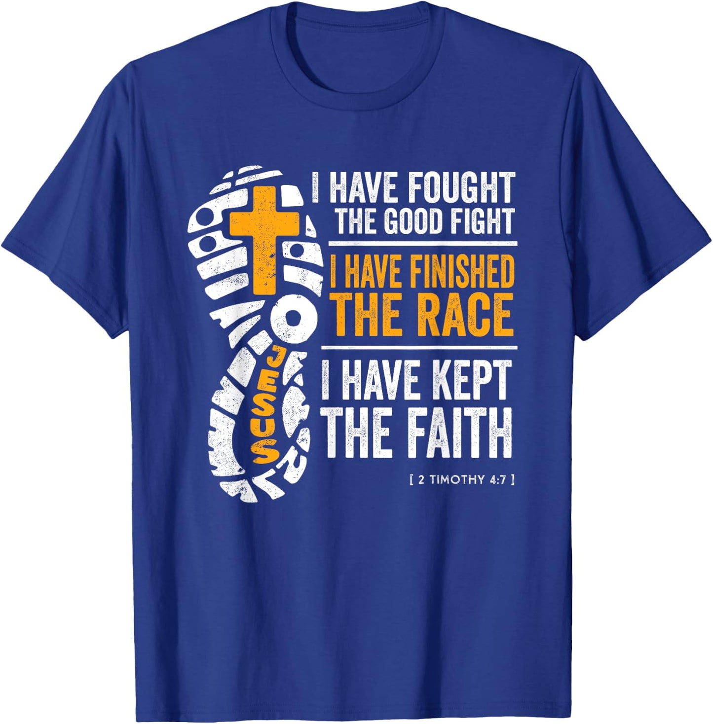 Religious Cross Country Runner 2 Timothy 4:7 Bible Verse T-Shirt - T-Shirt | Royal